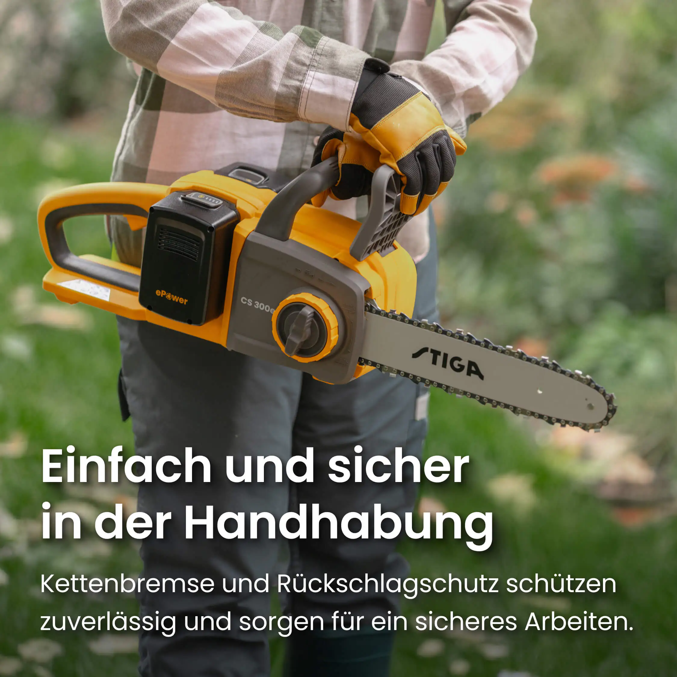 Stiga Akku-Kettensäge CS 300e mit Akku und Ladegerät