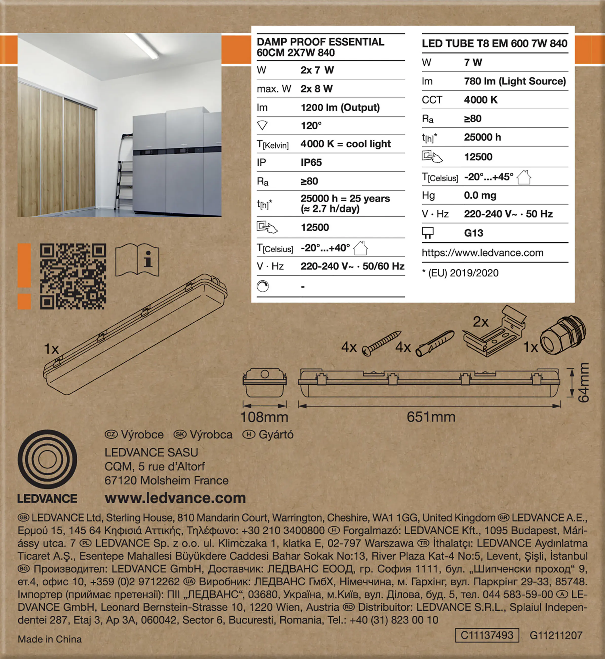 Osram Feuchtraumleuchte Damp Proof Essential 65,1 cm neutralweiß grau