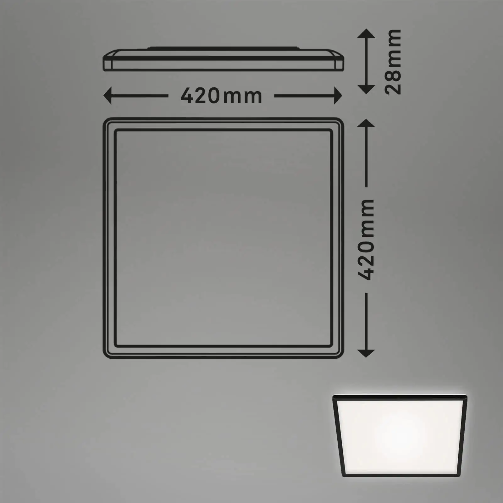 Di-Ka ultraflaches LED Panel Slim 42 x 42 cm schwarz mit Backlight Di-Ka ultraflaches LED Panel Slim 42 x 42 cm schwarz mit Backlight