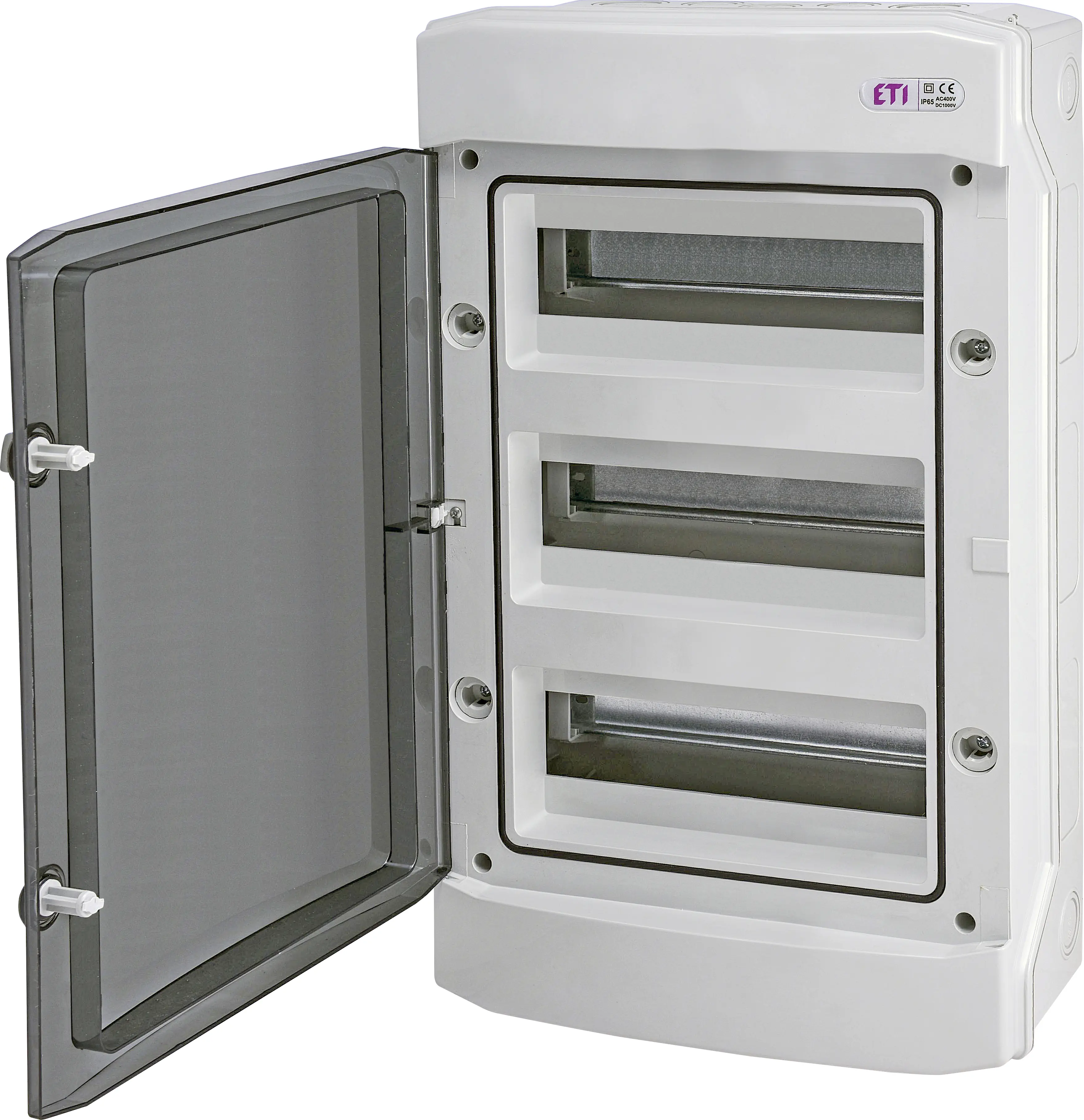 Feuchtraumverteiler 36 TE, grau mit transparenter Tür, IP65 Feuchtraumverteiler 36 TE, grau mit transparenter Tür, IP65