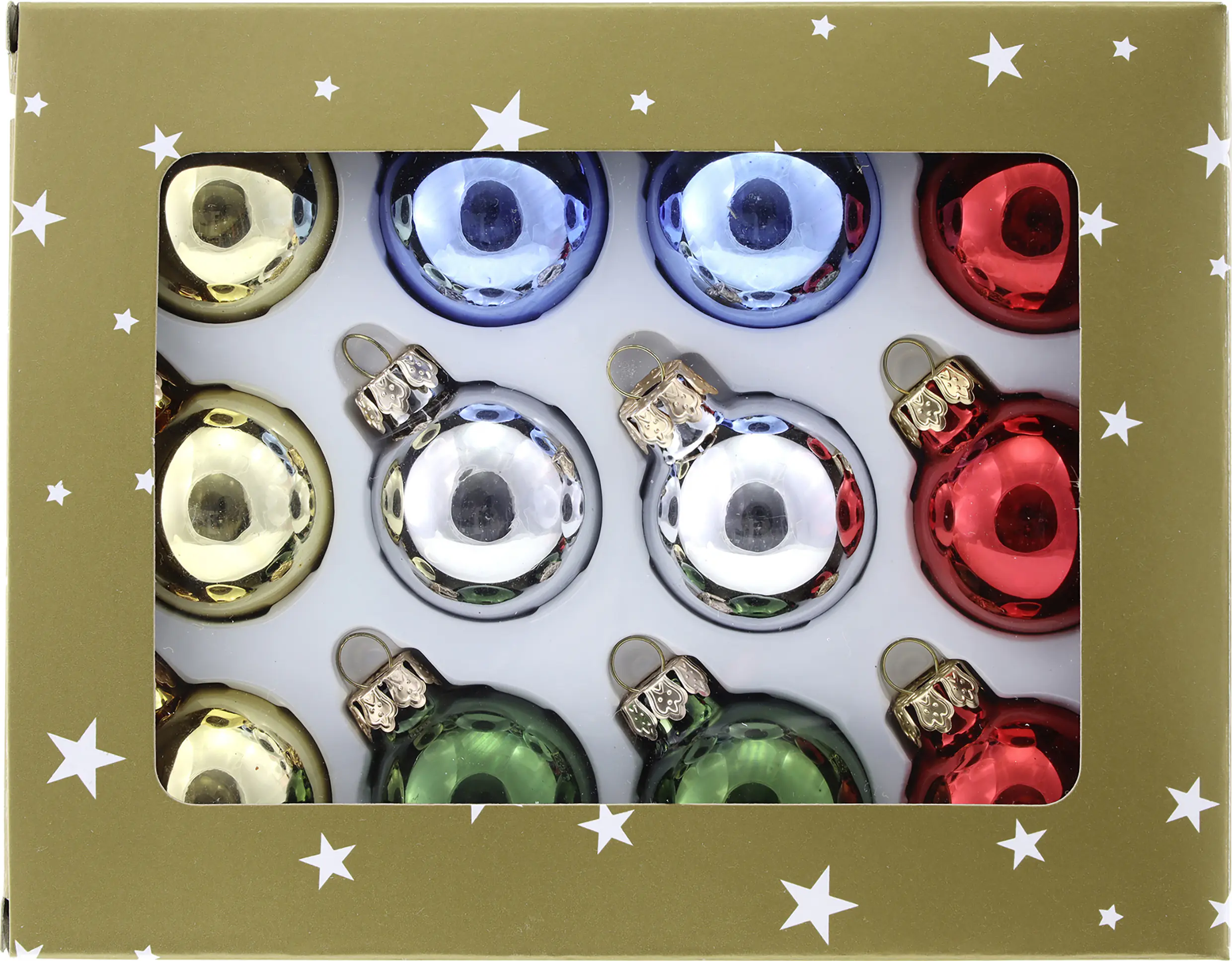 Weihnachtskugel aus Glas Ø 3 cm bunt - 12 Stück