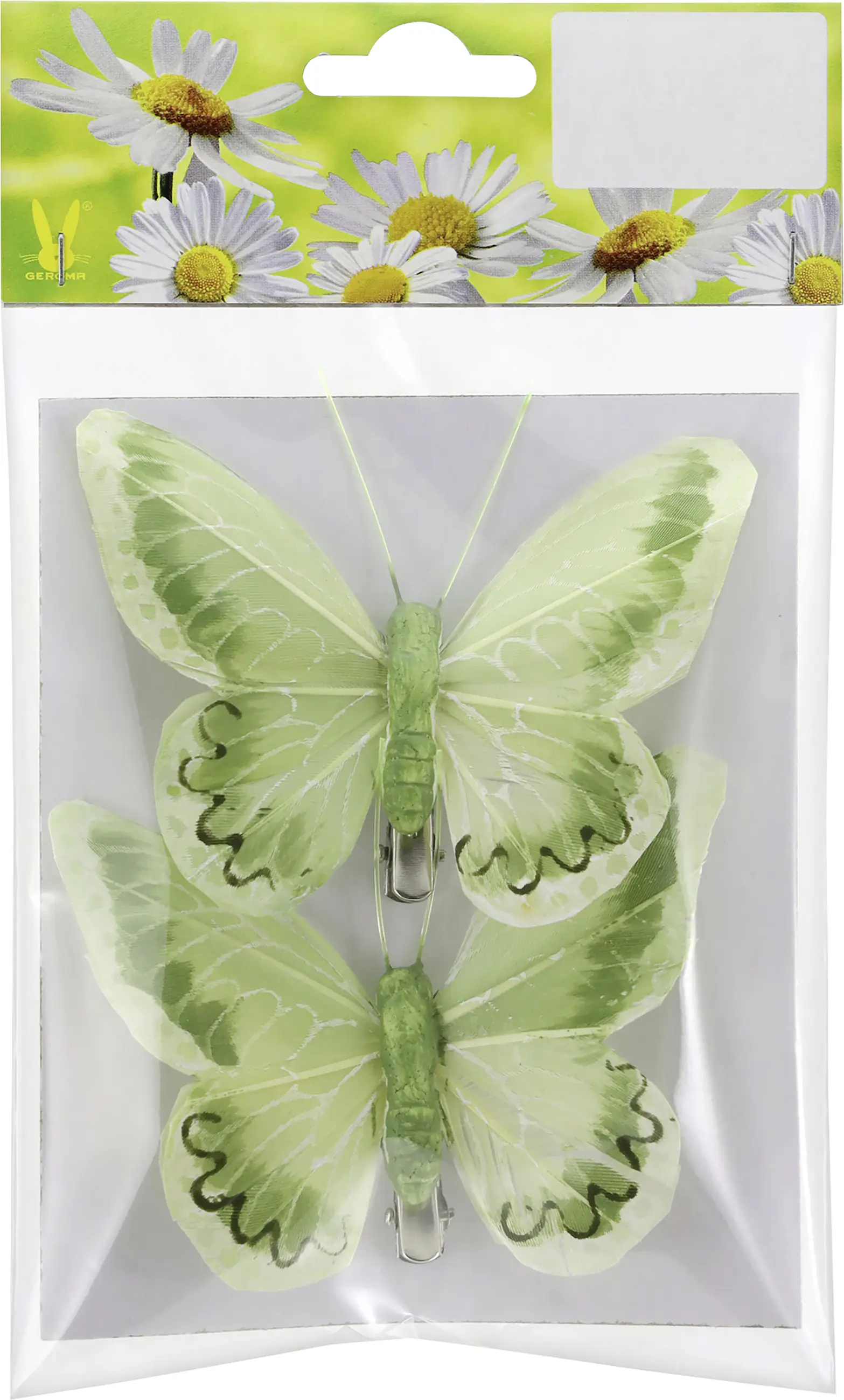 Schmetterling mit Klammern 9 x 7 cm 2 Stück hellgrün