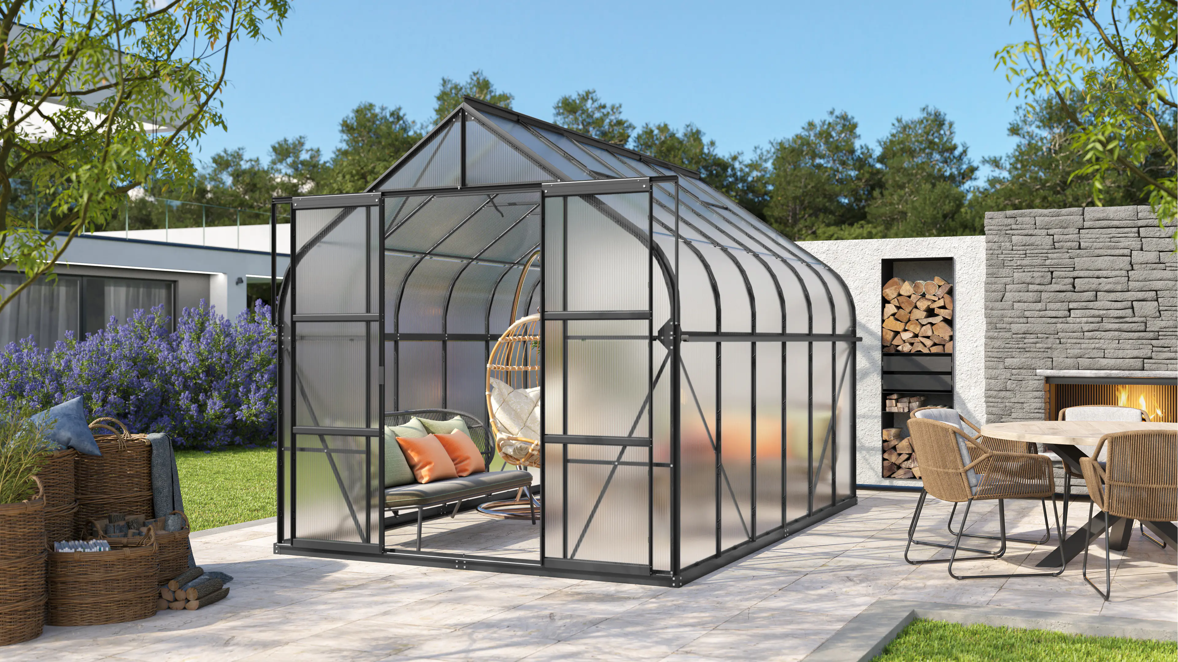 Vitavia Gewächshaus-Set Dione 9900 HKP 4 mm schwarz 254 x 378 cm 