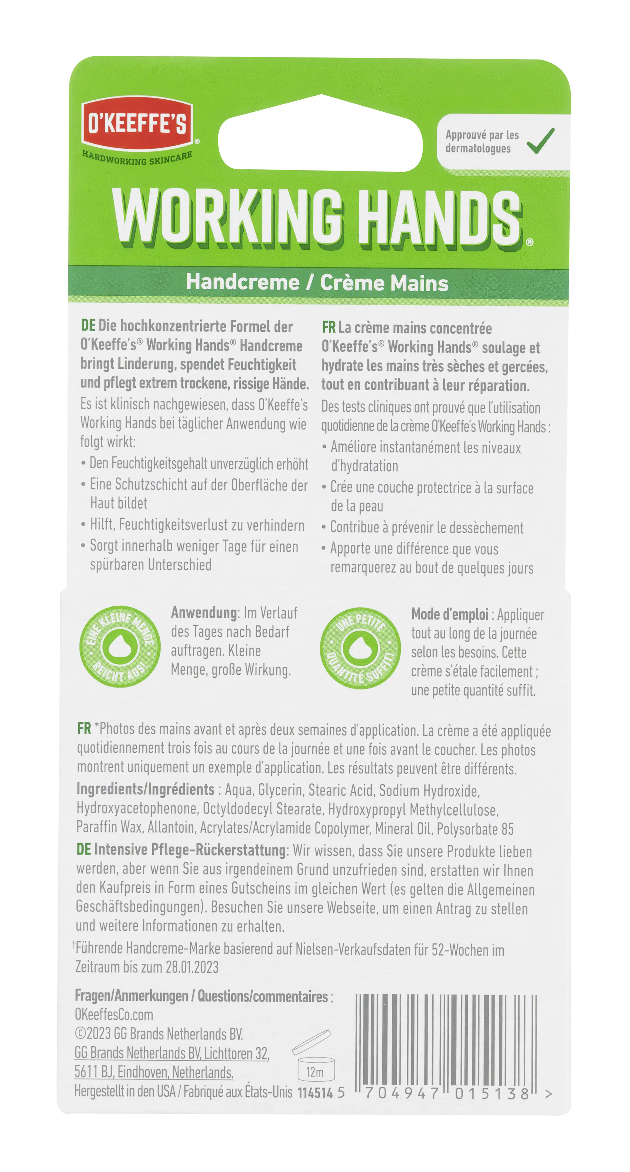 O`Keeffe`s Handcreme Working Hands Dose 96 g