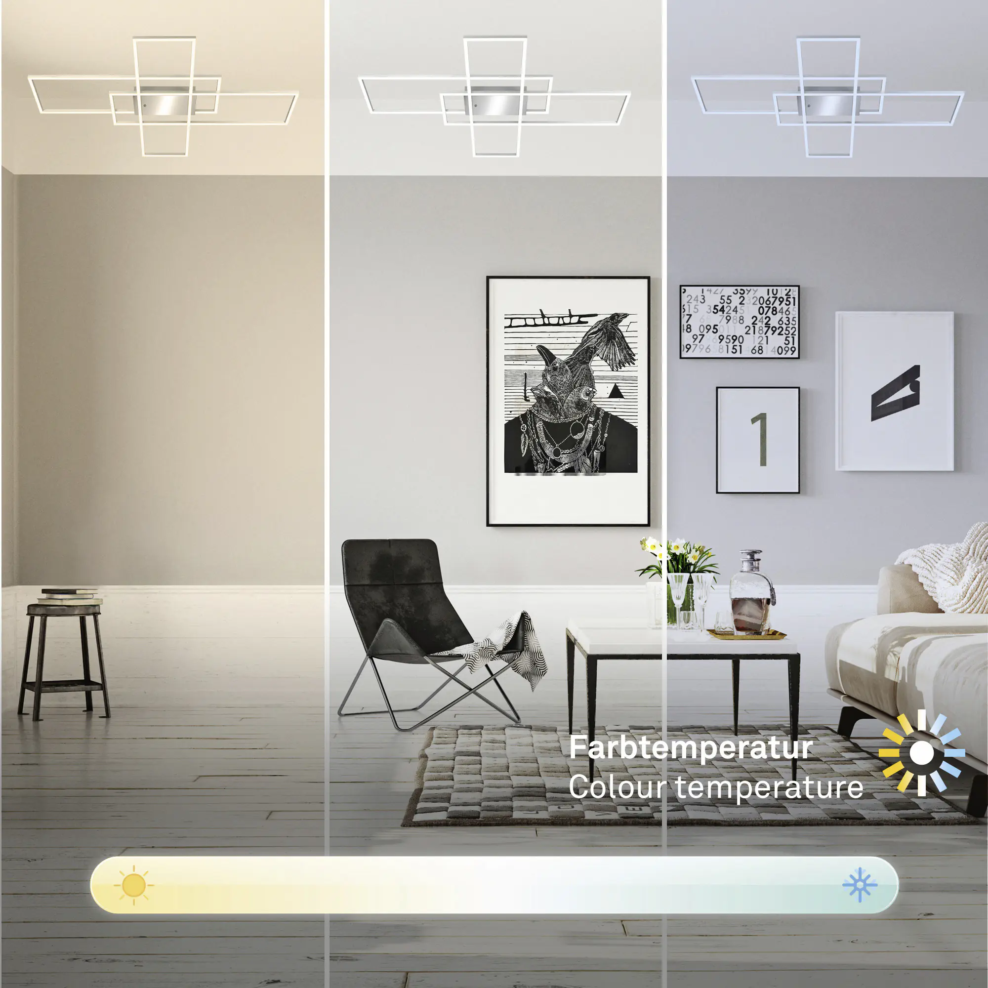 Briloner LED-Deckenleuchte Roami 104 x 71 cm chrom-aluminium CCT dimmbar
