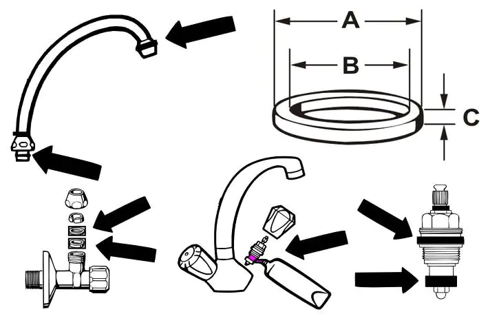 Cornat Dichtungssortiment für Armaturen-Oberteile und -Ausläufe und diverse Ventile