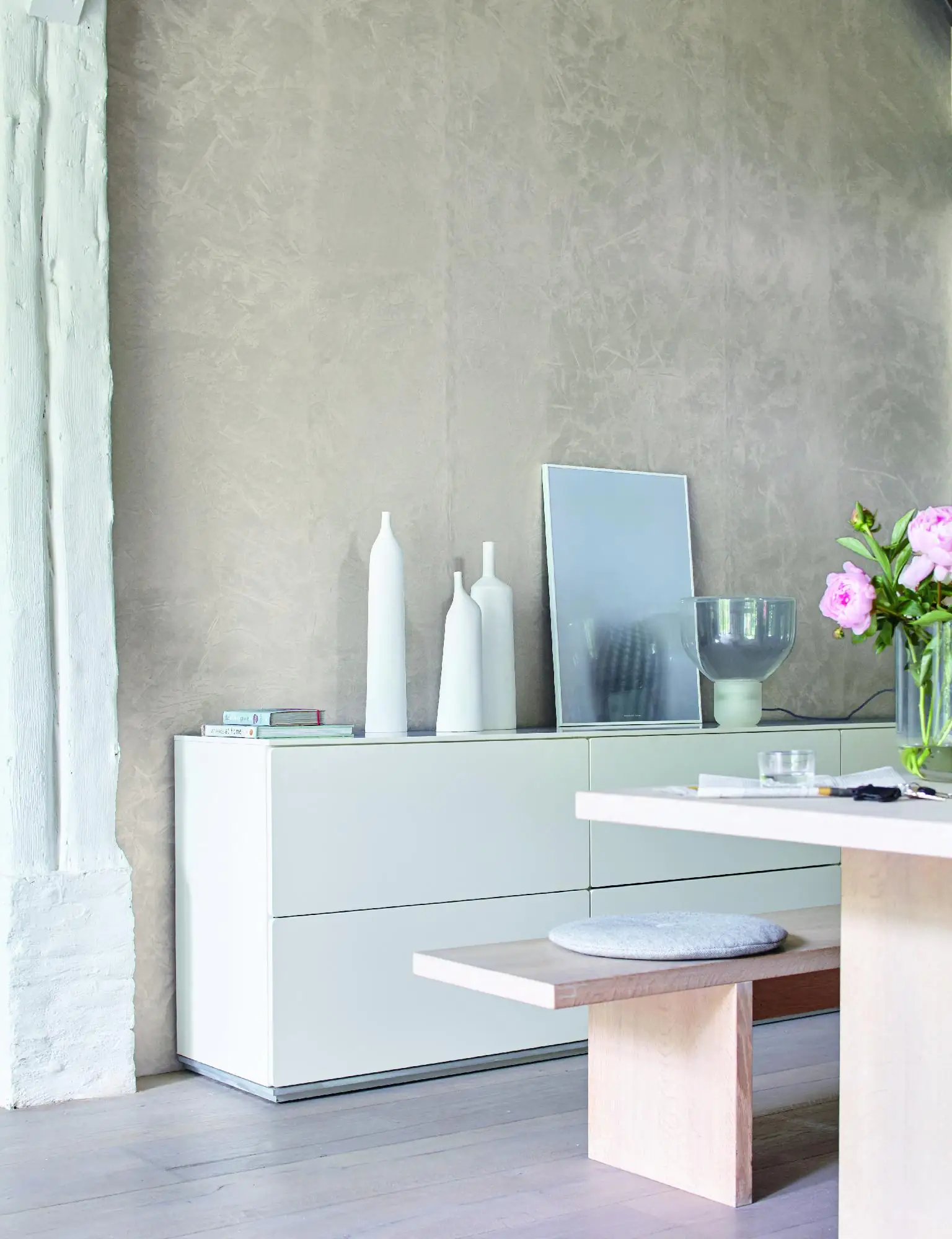 Alpina Innenfarbe Beton-Optik 3 L Basis und 1 L Finish, Hellgrau matt