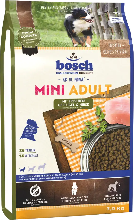 4015598013109 Bosch Mini Adult Geflügel & Hirse 3 kg