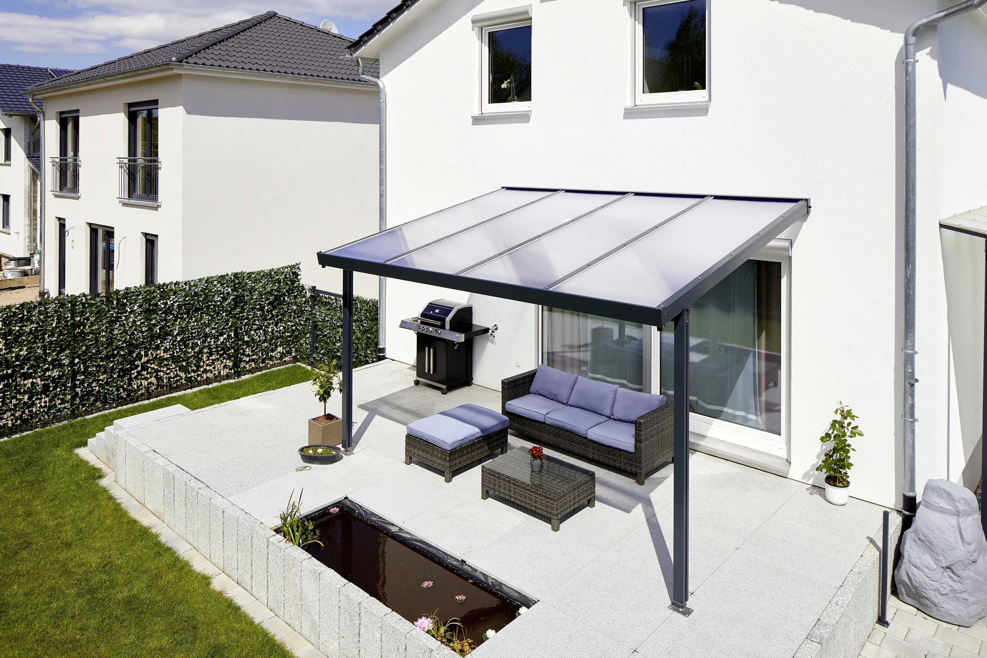 Gutta Premium Terrassendach 410,2 x 406 cm anthrazit PC klar 16 mm