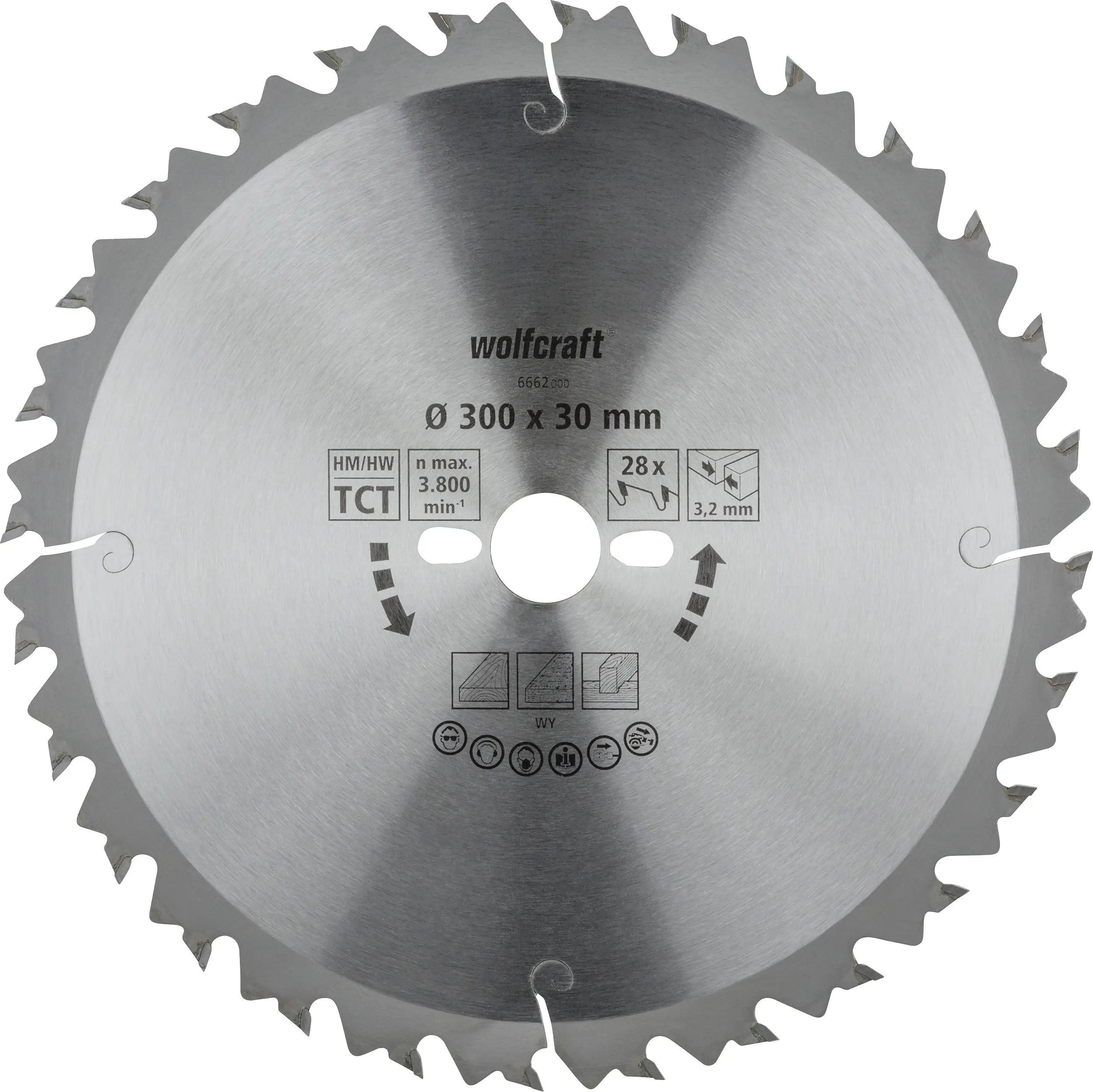 Wolfcraft Kreissägeblatt Ø 300 mm Bohrung Ø 30 mm 28 Zähne