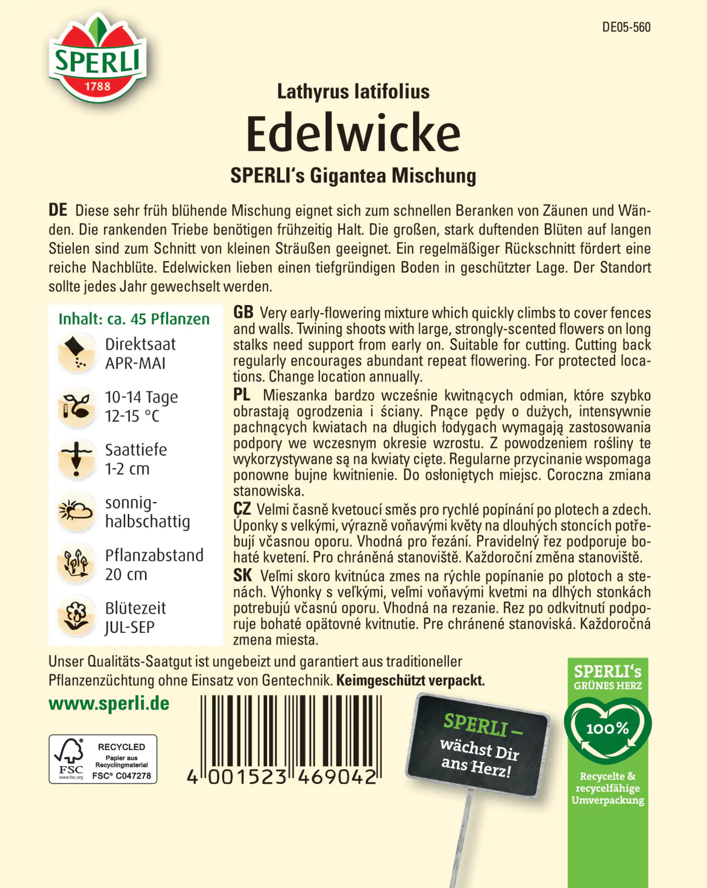 Sperli Edelwicke Sperli's Gigantea Mischung