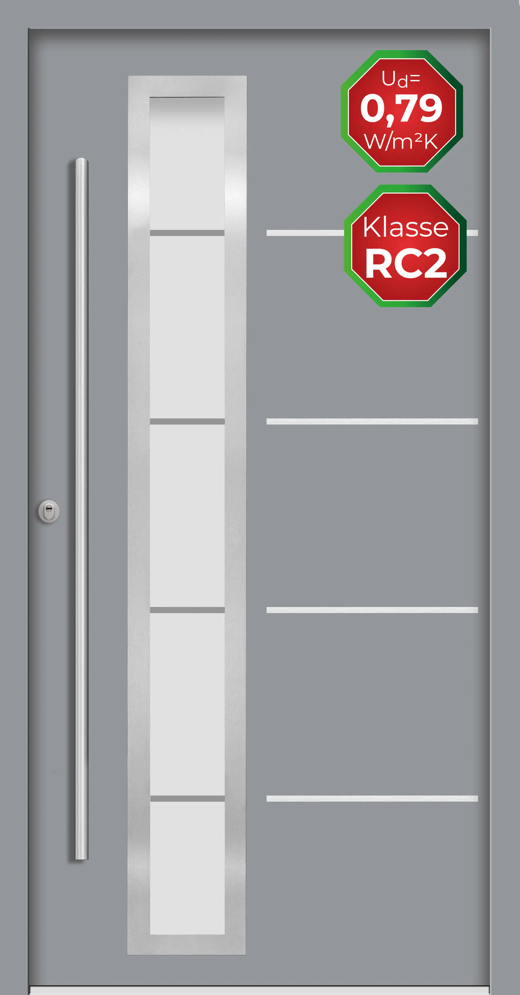 Splendoor Haustür Passivedoor Premium B06 RC2 Grau DIN Links 110 x 210 cm