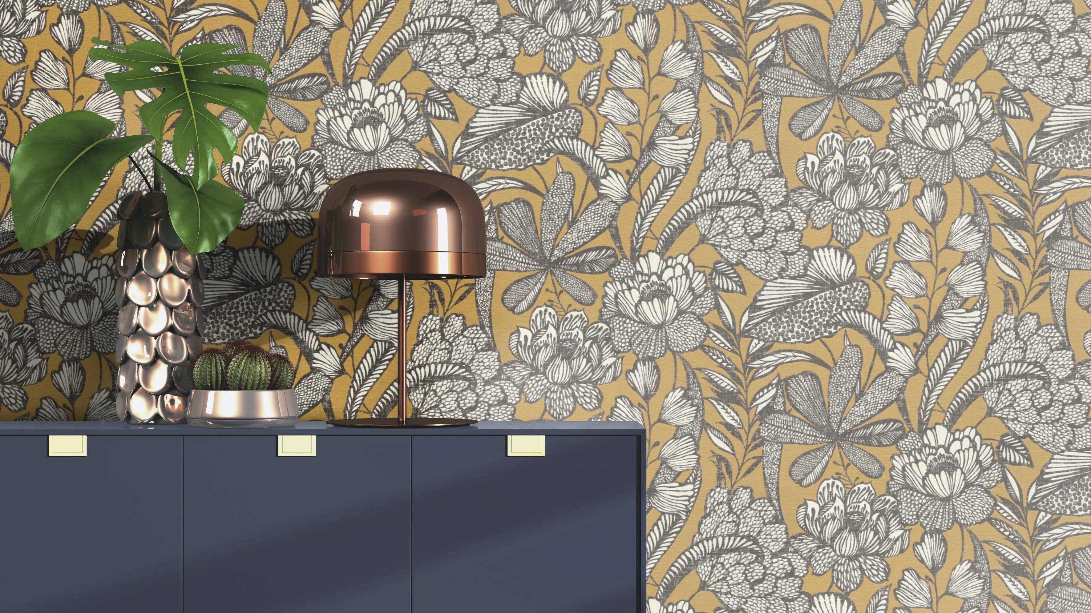 Rasch Vliestapete 555363 Gelb-Ocker Muster & Motive 10,05 m x 0,53 m