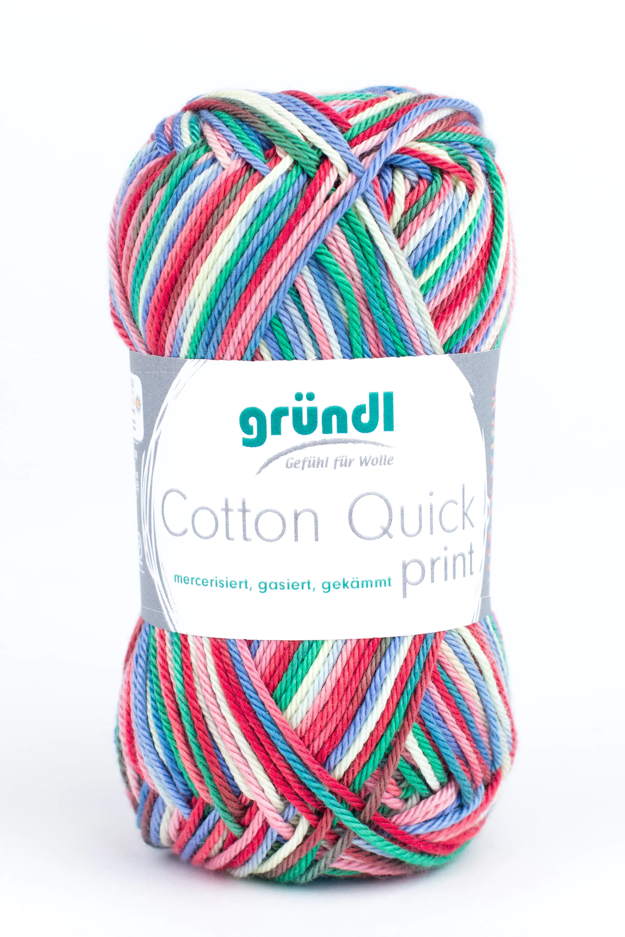 Gründl Wolle Cotton Quick print 50 g rot-blau-gelb multicolor