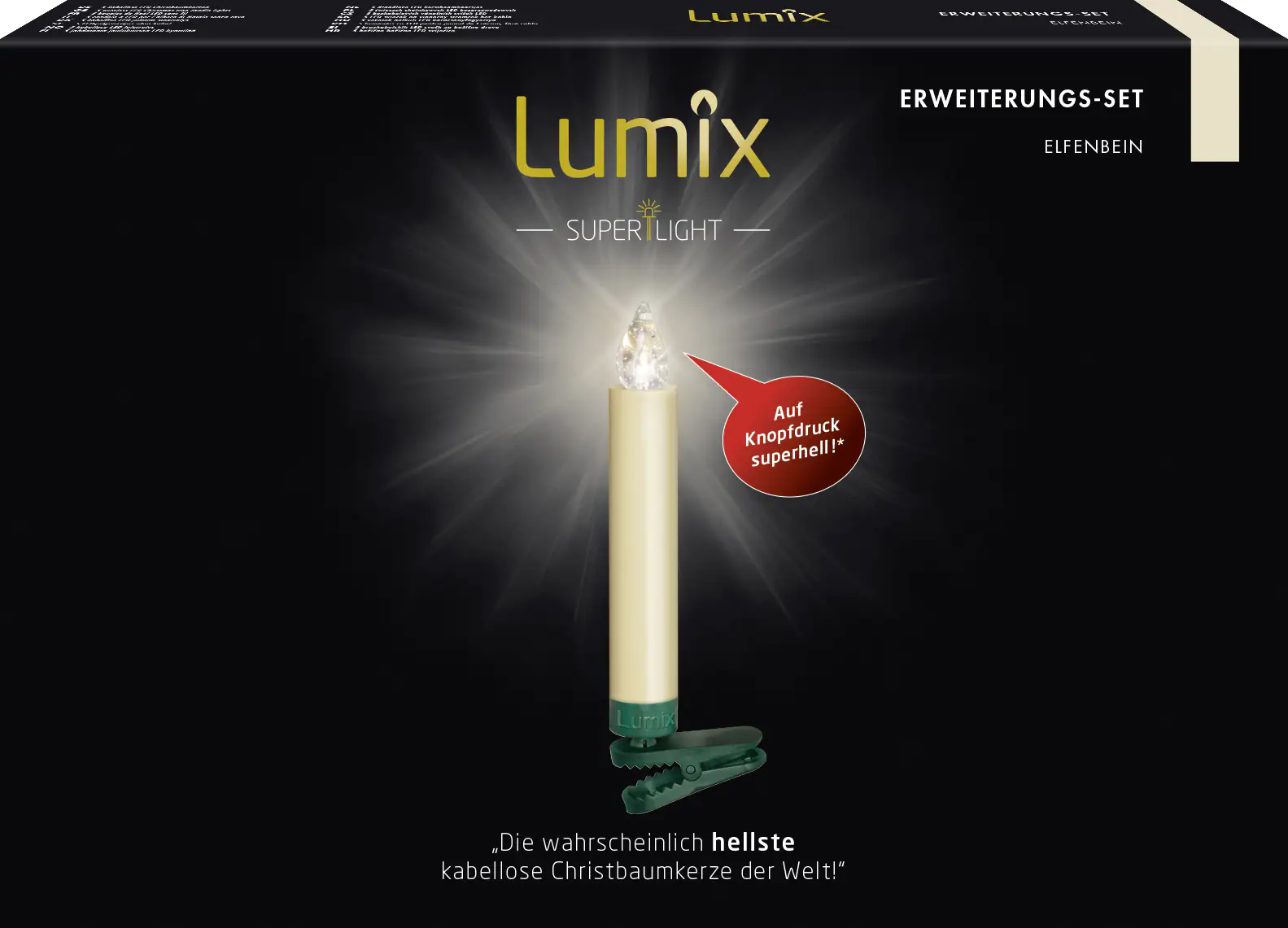 Krinner Lumix Superlight Erweiterungsset, 5 LED Kerzen, elfenbein