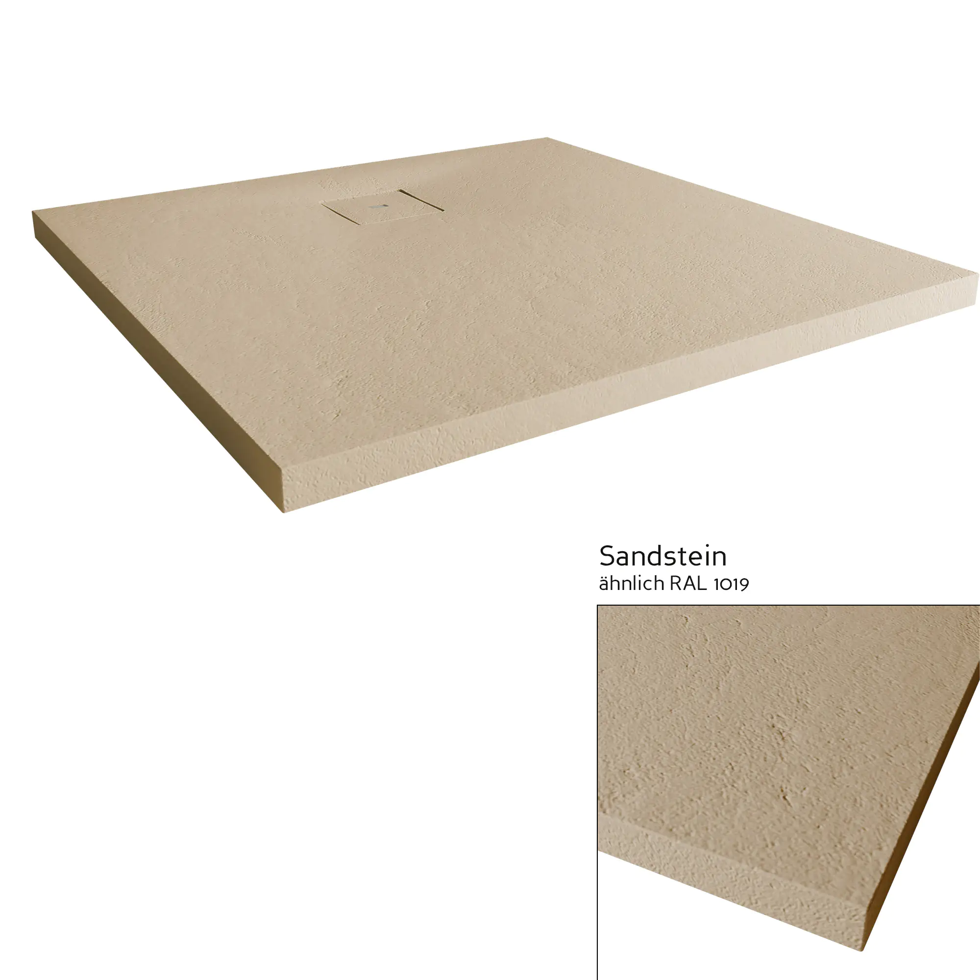 Breuer Duschwanne Modern Line Sandstein Quadrat, 100x100 cm, Höhe: 3,5 cm