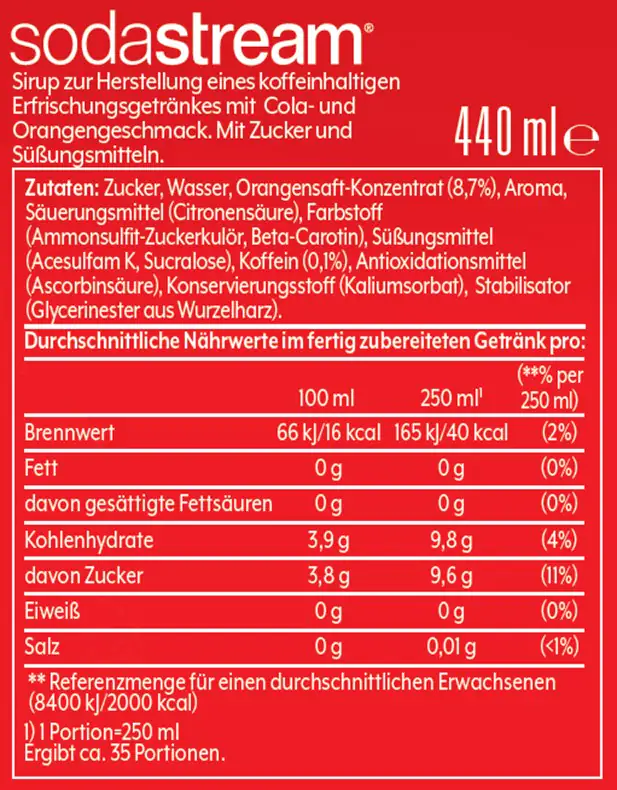 Sodastream Sirup Cola + Orange, 440 ml