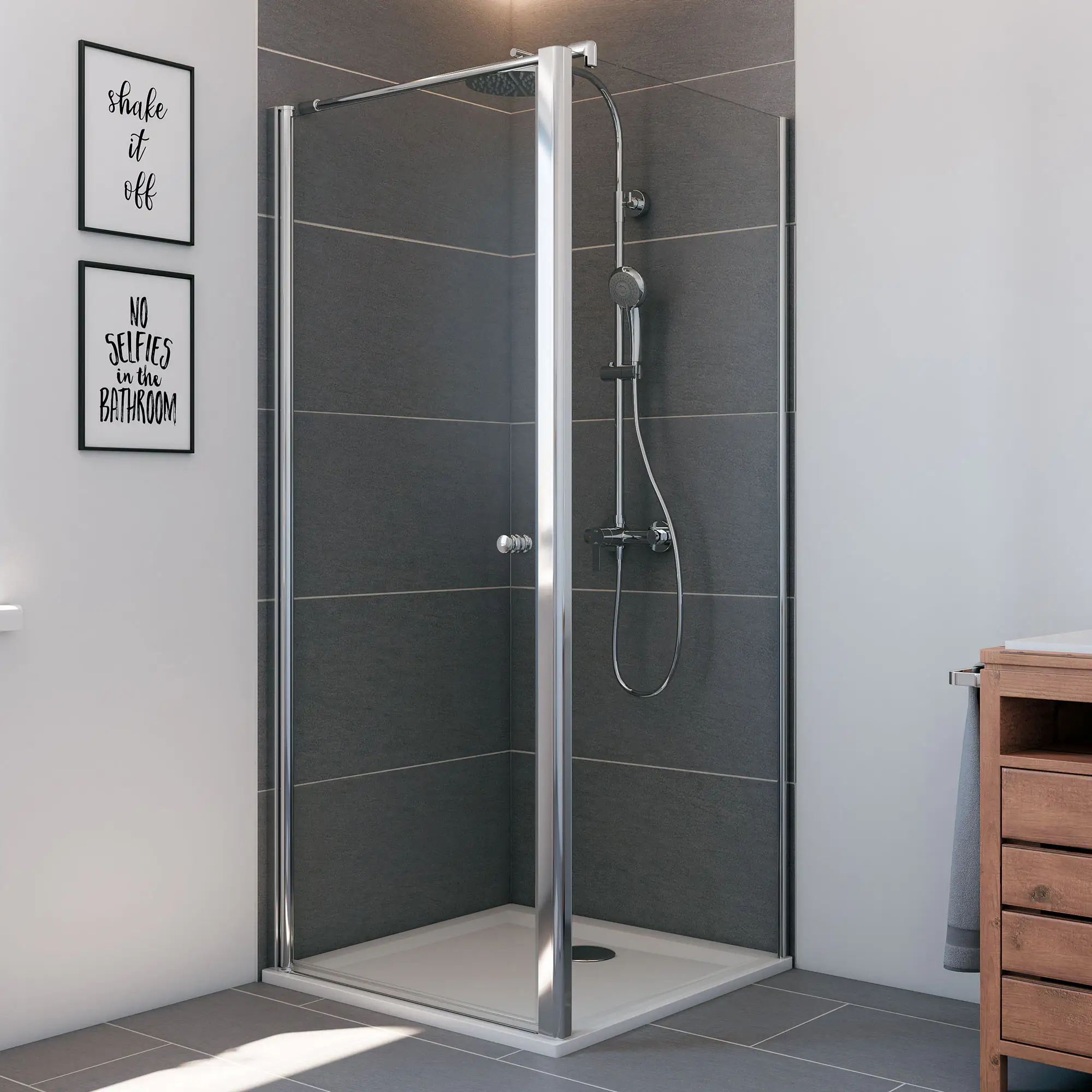 Breuer Elana Dusch-Drehtür für Seitenwand 90 cm, Alu silber, Klarglas hell, + CER-Beschichtung Breuer Elana Dusch-Drehtür für Seitenwand 90 cm, Alu silber, Klarglas hell, + CER-Beschichtung