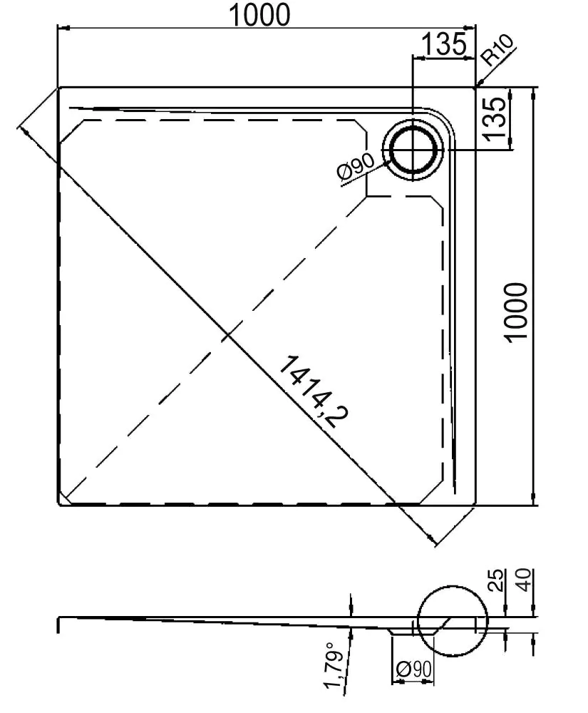 Ottofond Duschwanne Maui Q 100 x 100 x 2,5 cm, weiß Ottofond Duschwanne Maui Q 100 x 100 x 2,5 cm, weiß