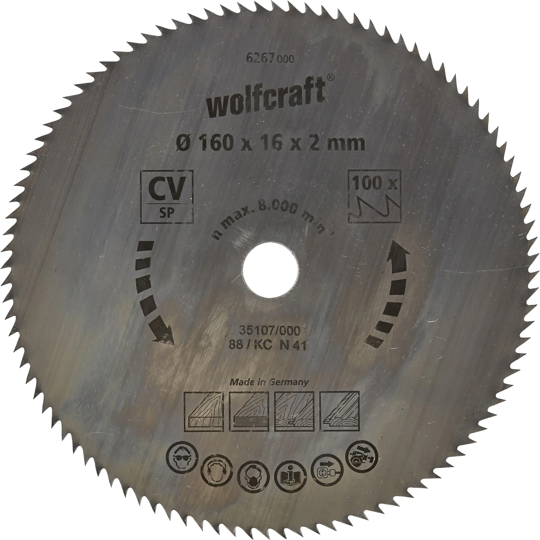Wolfcraft Kreissägeblatt Ø 160 mm Bohrung Ø 16 mm 110 Zähne