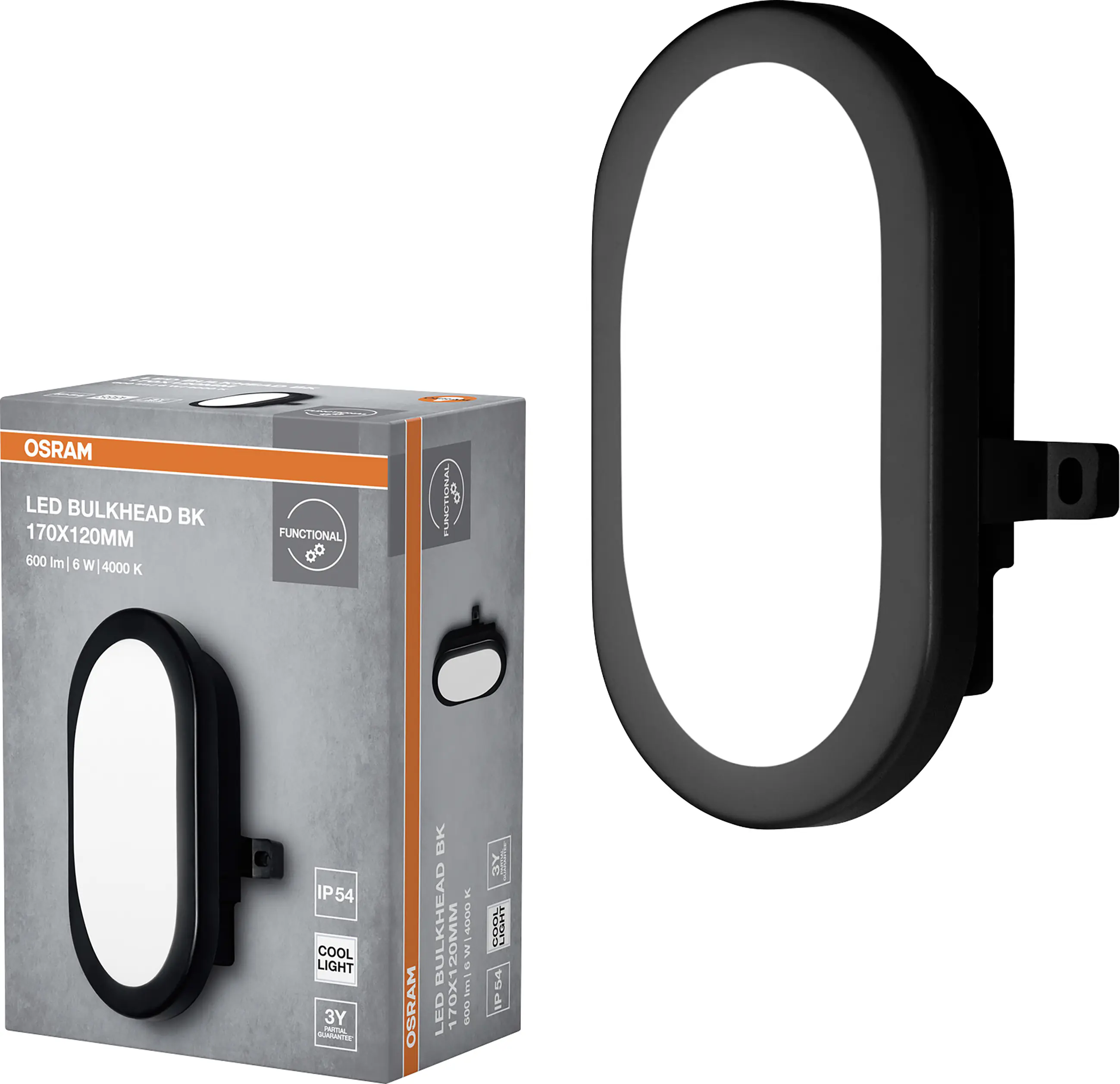 Osram LED Wandleuchte Bulkhead 6W 4000K schwarz