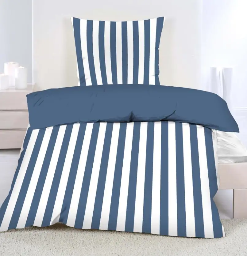 4060607034767 Bettwäsche Renforce Streifen blau, 135 x 200 cm