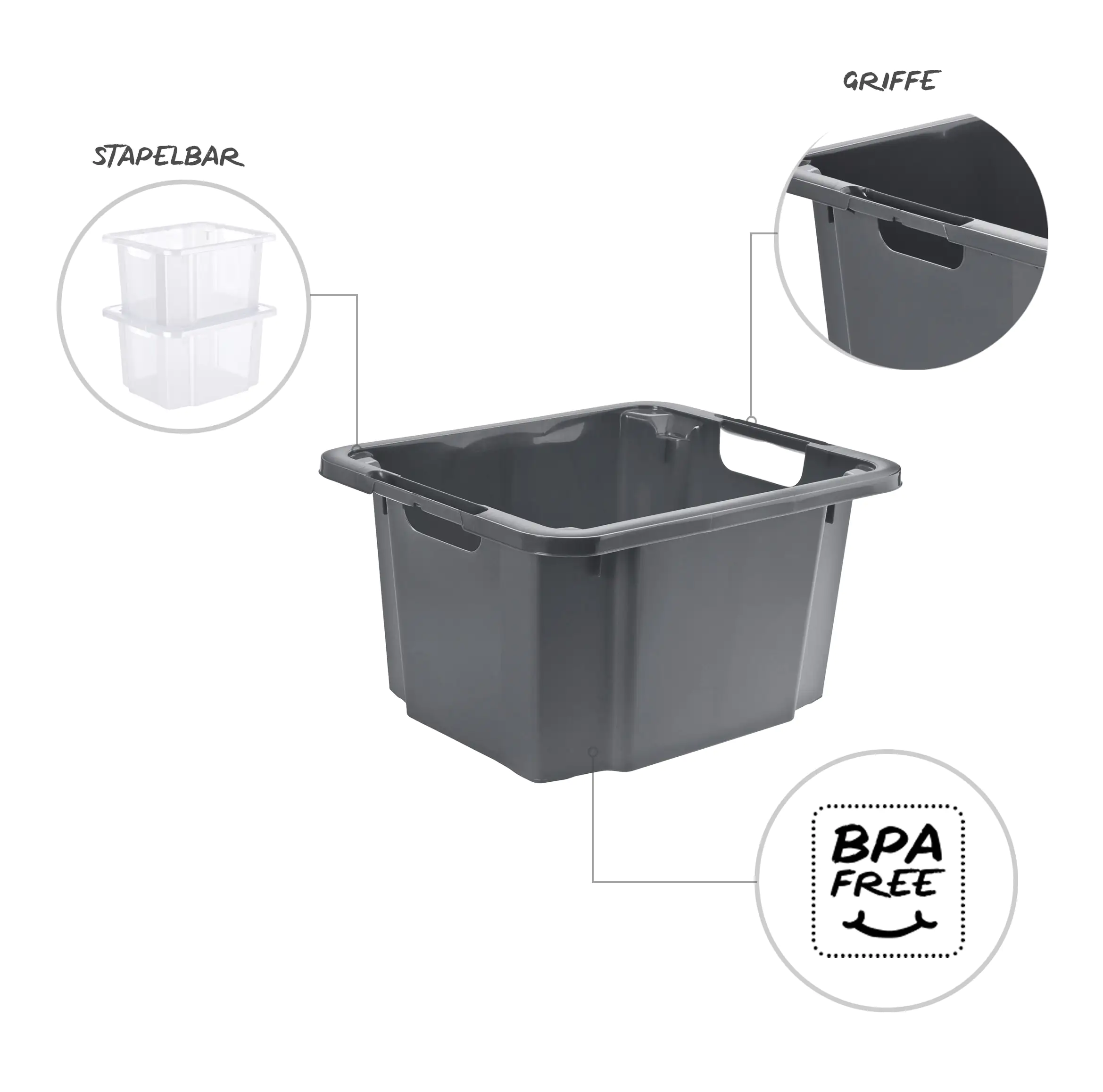 Rotho Drehstapelbox Reverso 26 L anthrazit Rotho Drehstapelbox Reverso 26 L anthrazit