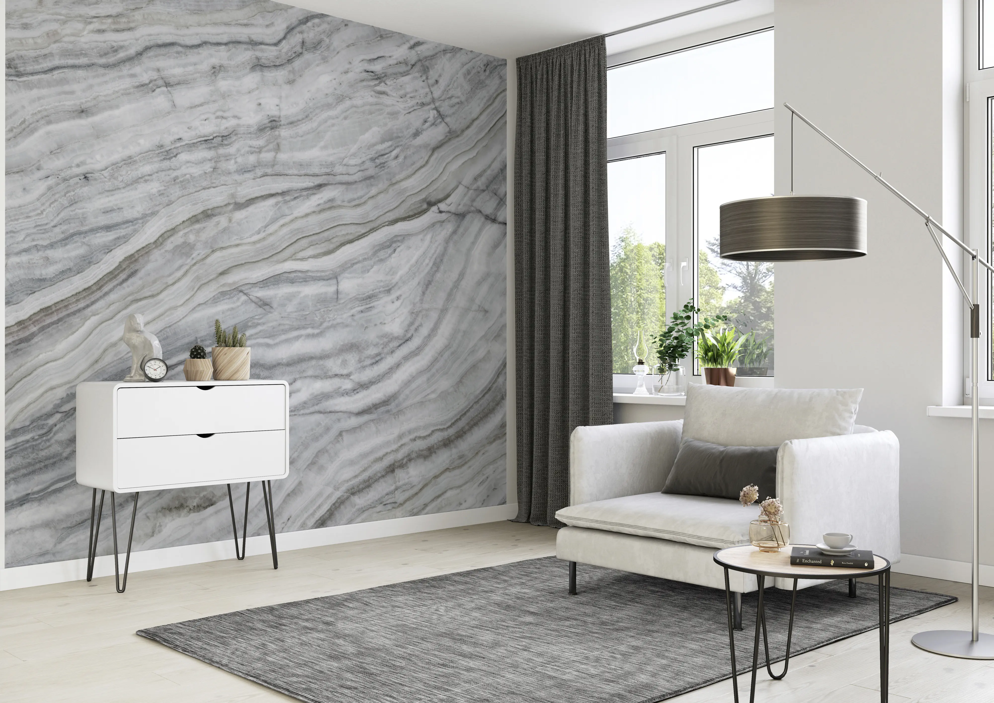 Rasch Vlies Fototapete 364538 Grau-Mittelgrau Muster & Motive 3 m x 3,18 m