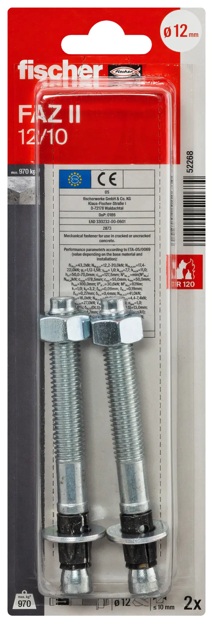 Fischer Bolzenanker FAZ ll 12.0 x 10 mm - 2 Stück