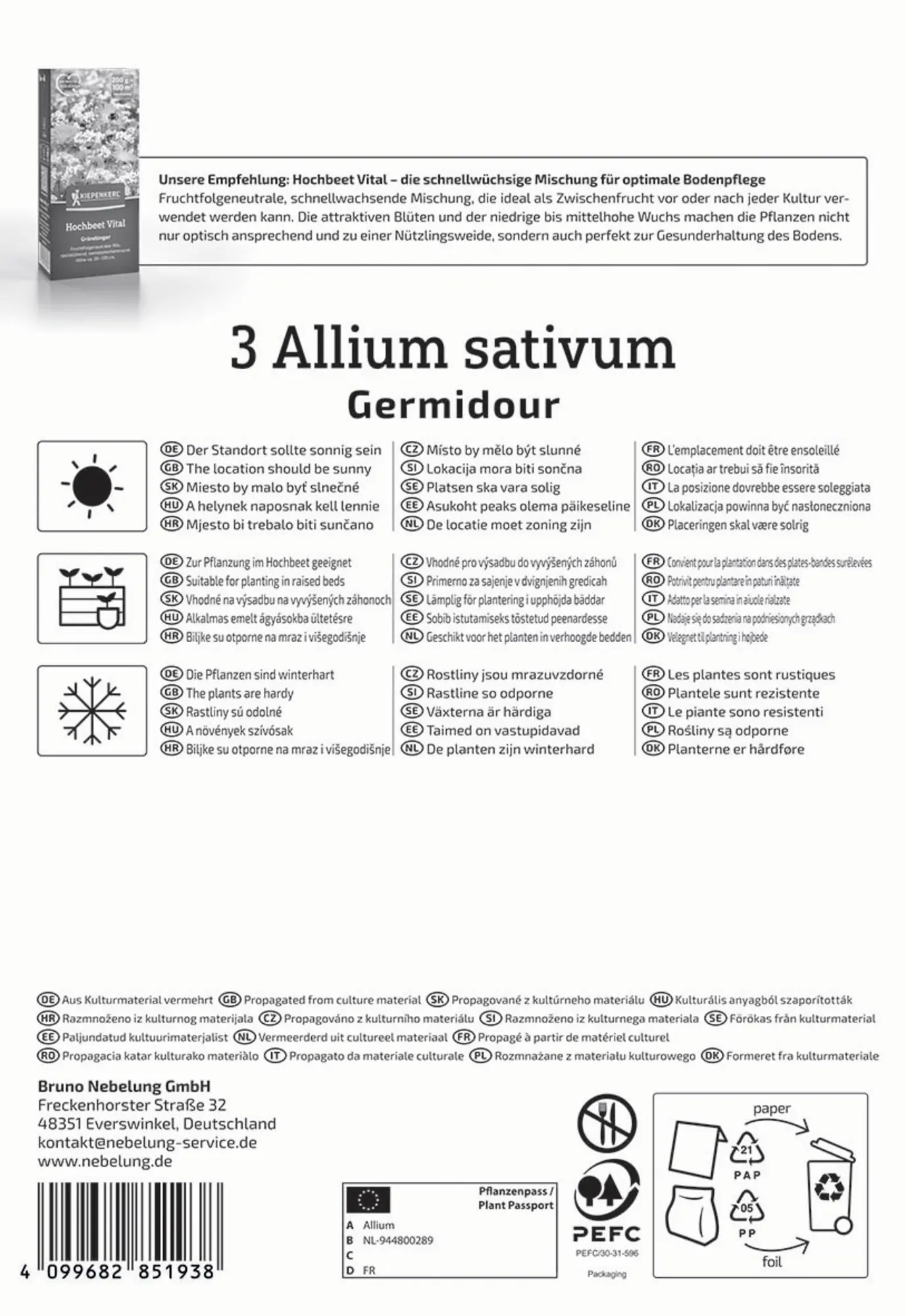 Kiepenkerl Pflanzgut Winterknoblauch Germidour 3 Stück