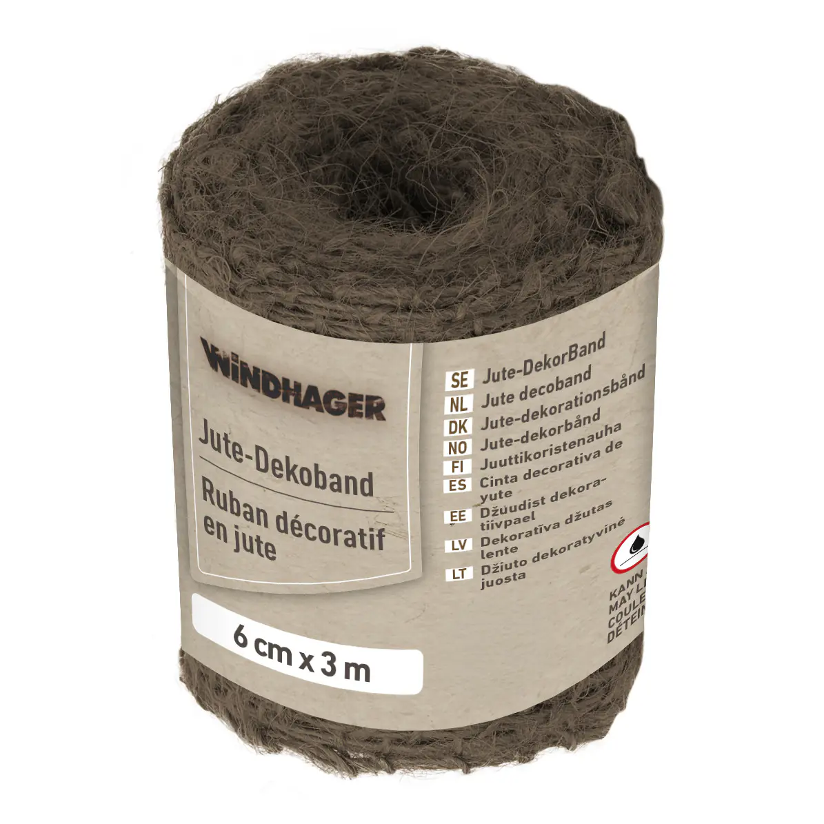 Windhager Jute Deko Band 6 cm x 3 m, braun