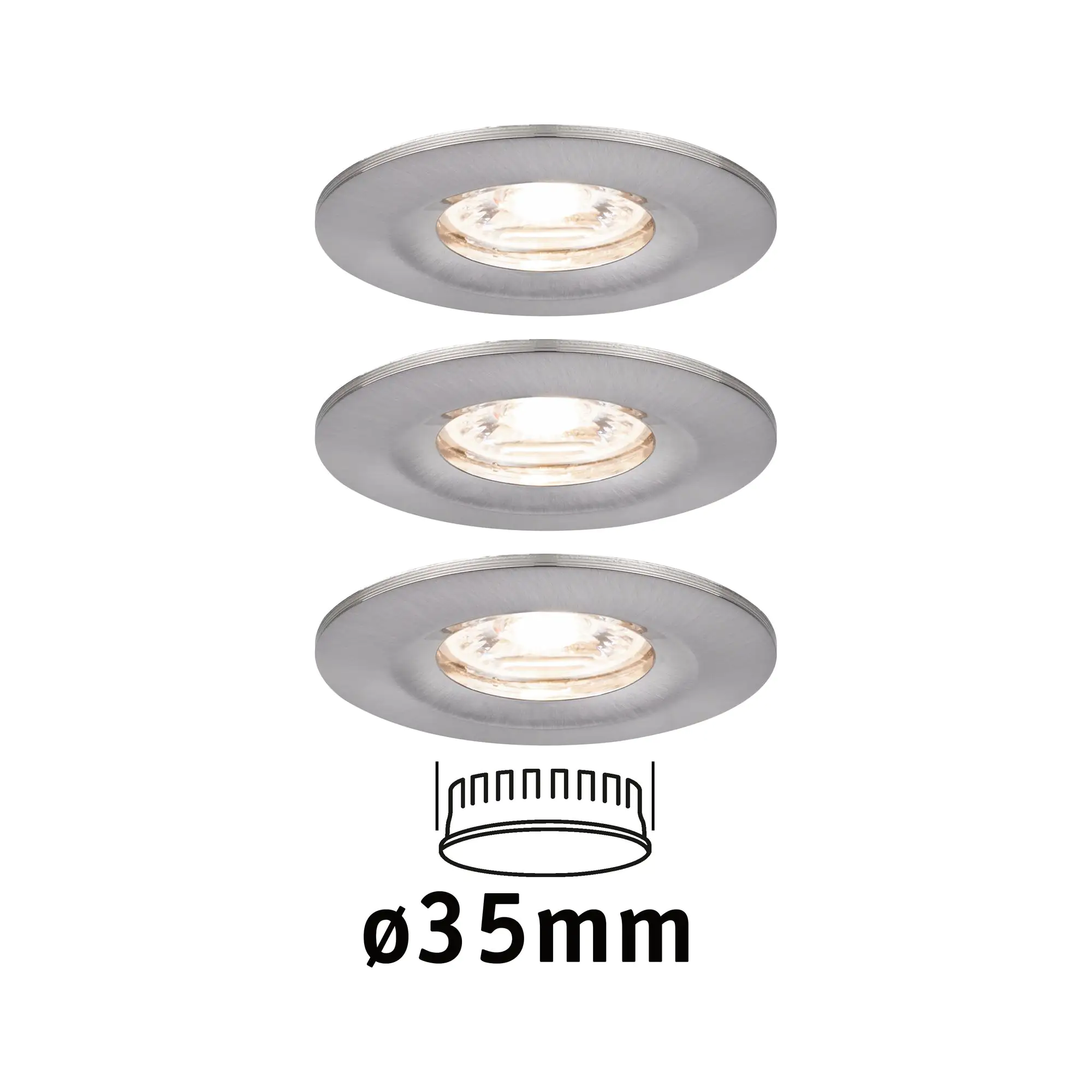 4000870943014 Paulmann Einbauleuchte Nova mini Coin Eisen gebürstet starr 3er set