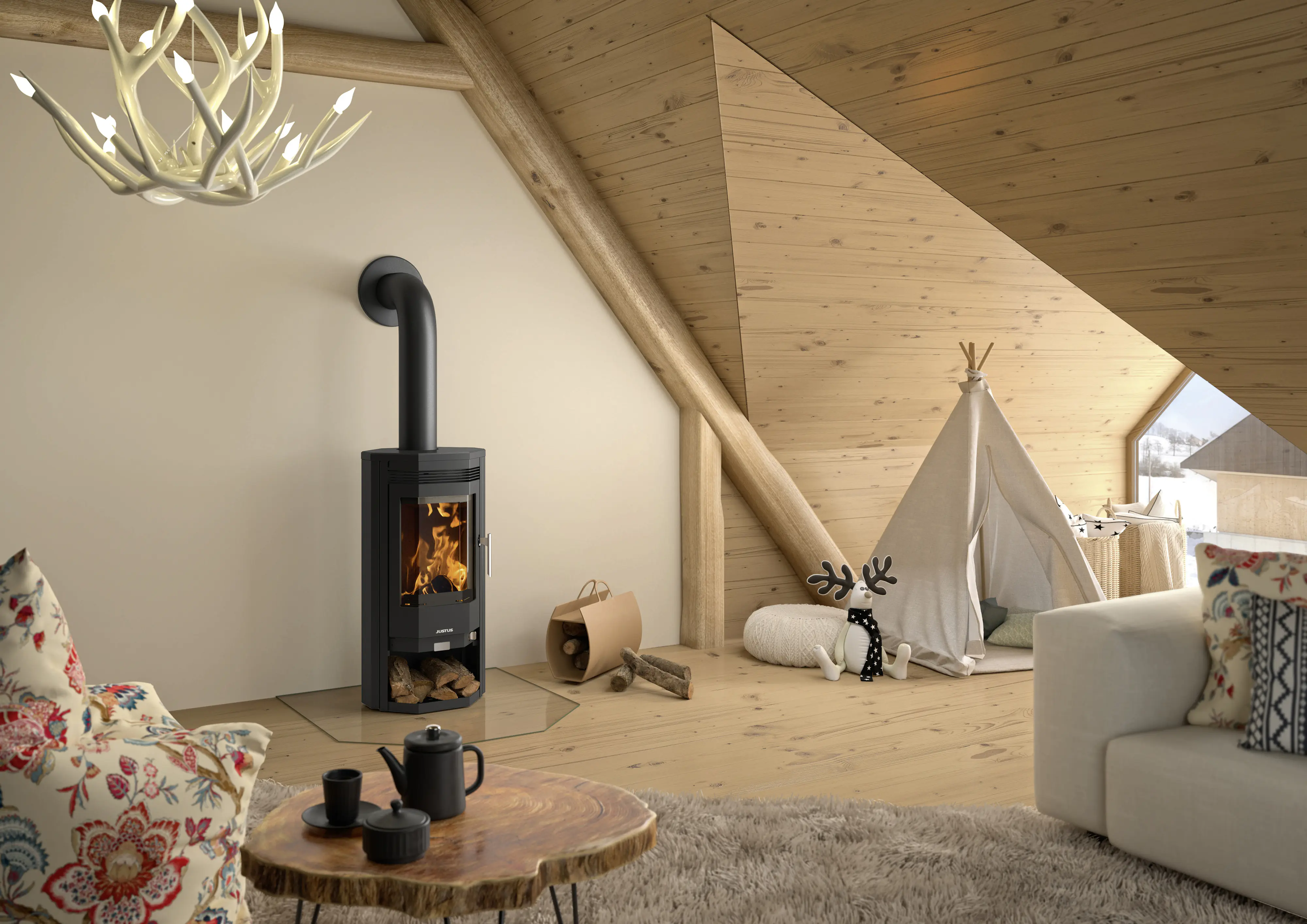 Justus Kaminofen Usedom 5 Stahl schwarz dauerbrennend 5,5 kW