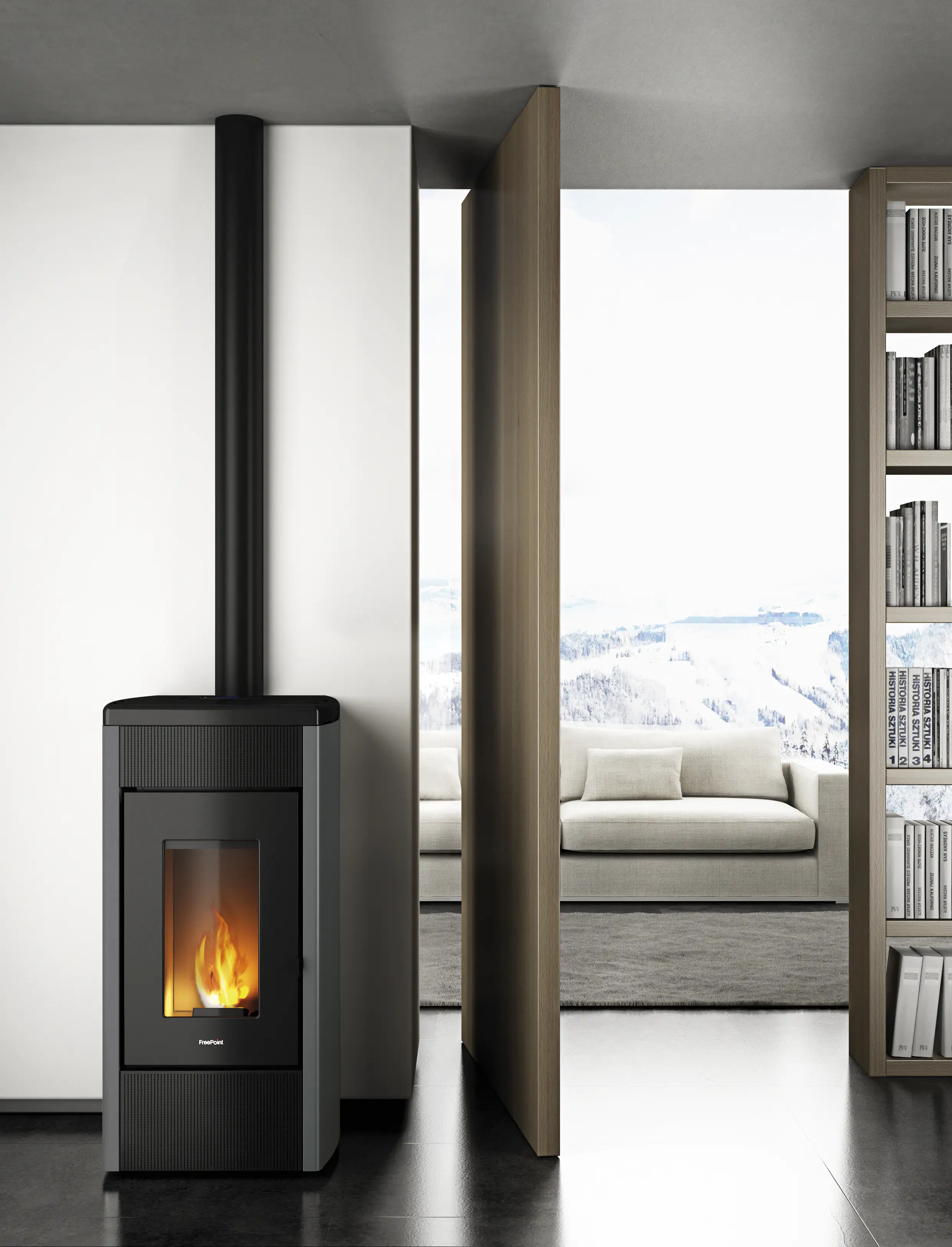 FreePoint Pelletofen Duke titanium schwarz bis 14 kW Heizleistung