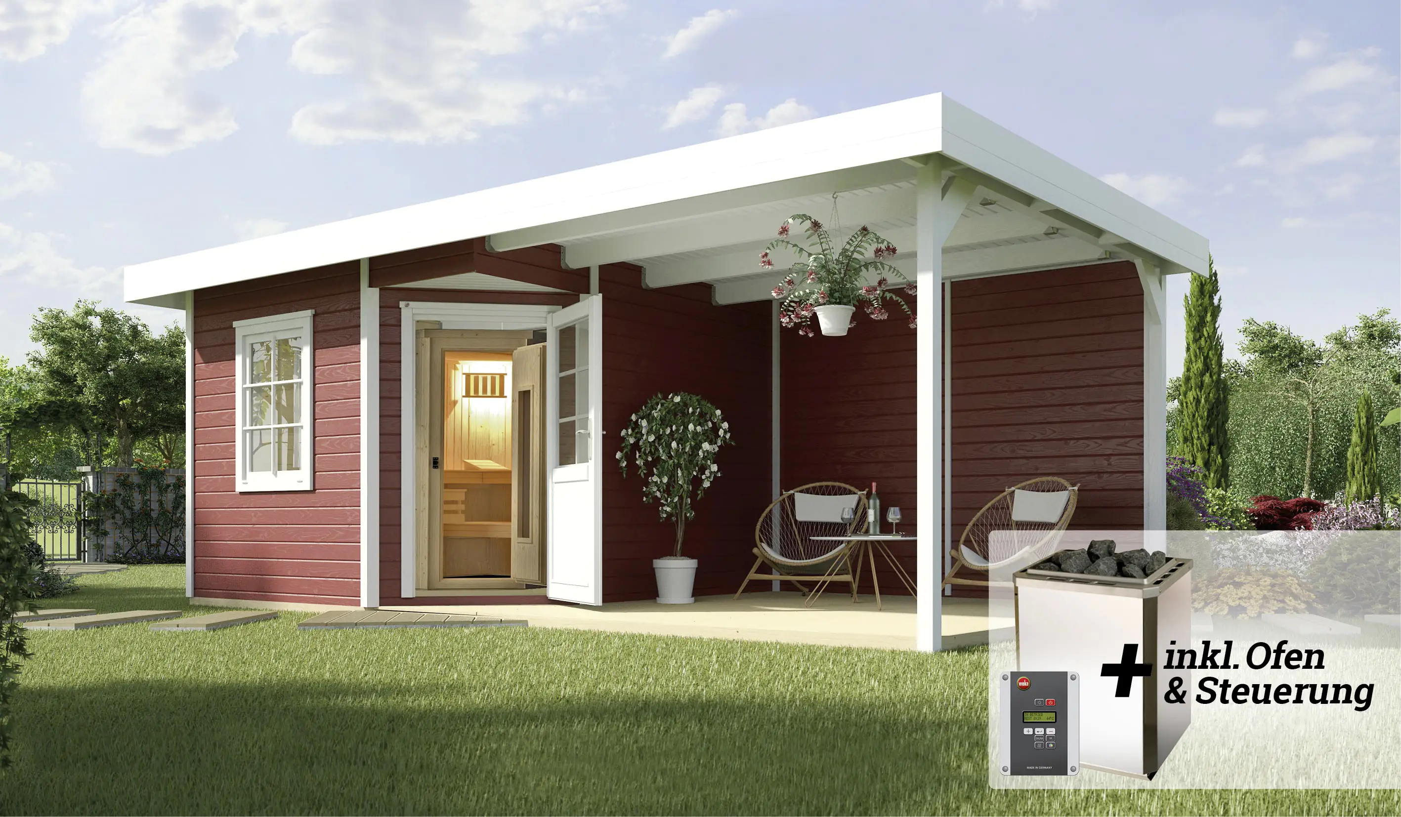 Weka Saunahaus SALO Gr. 2 Sparset 7,5 kW OS rot Weka Saunahaus SALO Gr. 2 Sparset 7,5 kW OS rot