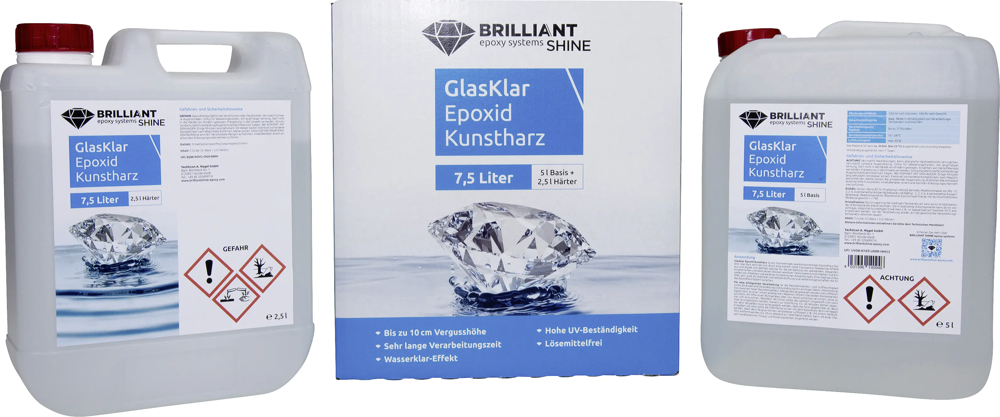Brilliant Shine Epoxid Kunstharz Glasklar Epoxidharz A+B, 7,5L Brilliant Shine Epoxid Kunstharz Glasklar Epoxidharz A+B, 7,5L
