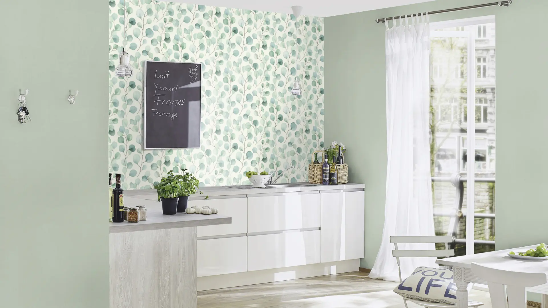 Rasch Vliestapete 690743 Selection, Textilstruktur grün, 10,05 x 0,53 m