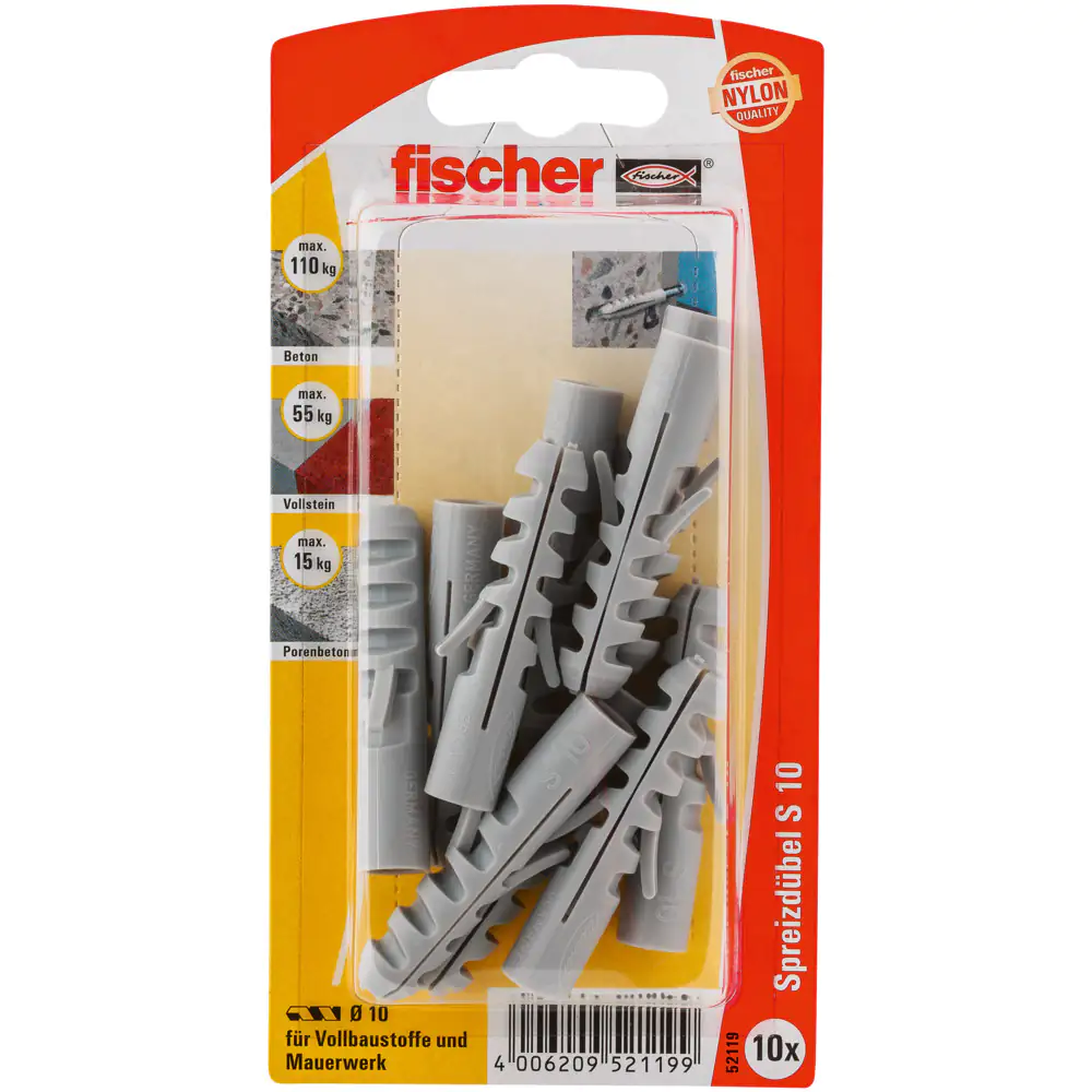 Fischer Dübel S 10.0 x 50 mm -10 Stück