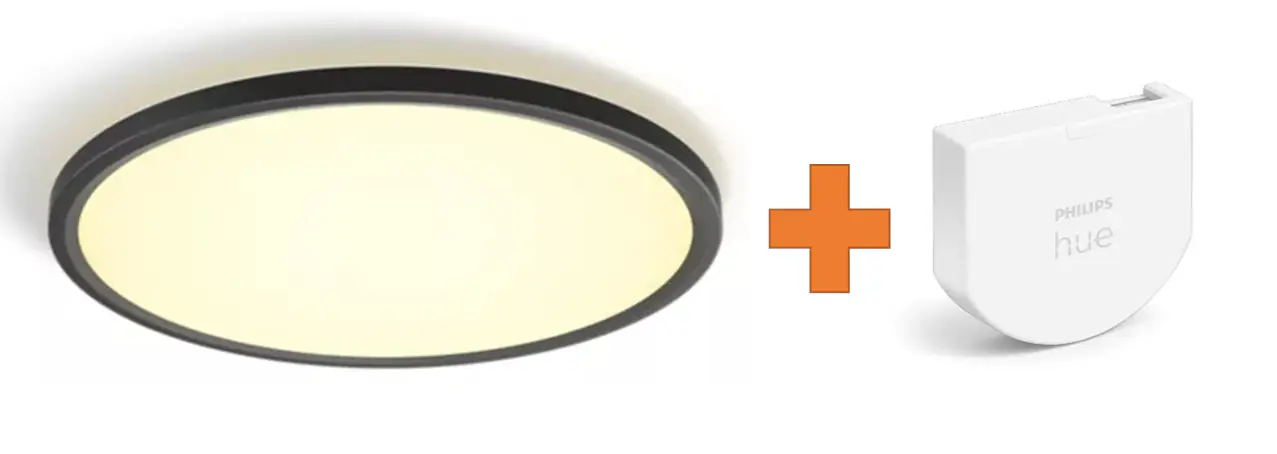 Philips Hue LED Deckenleuchte Tento + Wandschalter rund schwarz Ø 42,1 cm warmweiß-kaltweiß