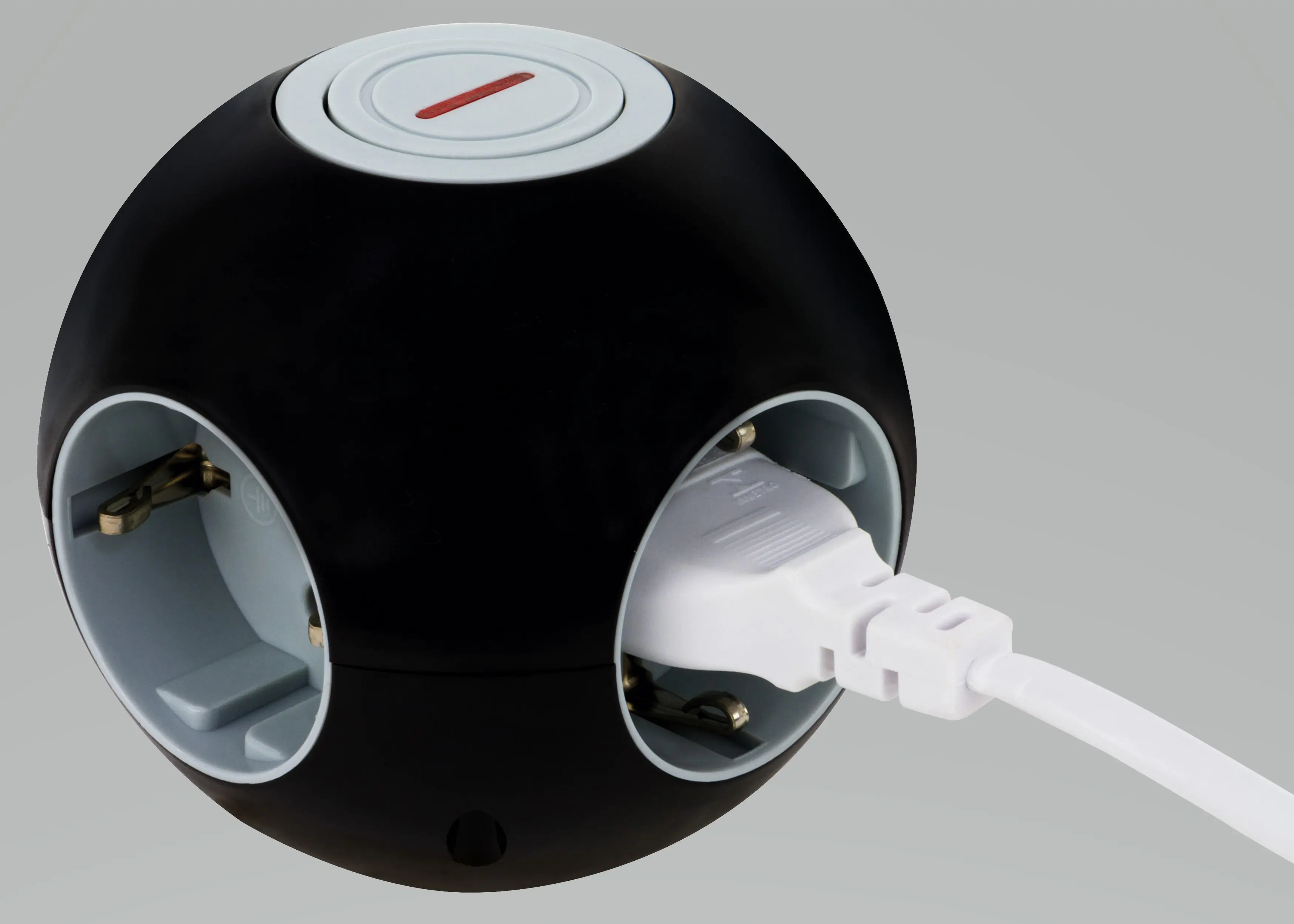 REV Steckdosenwürfel Powerglobe 4-fach mit Schalter schwarz-grau