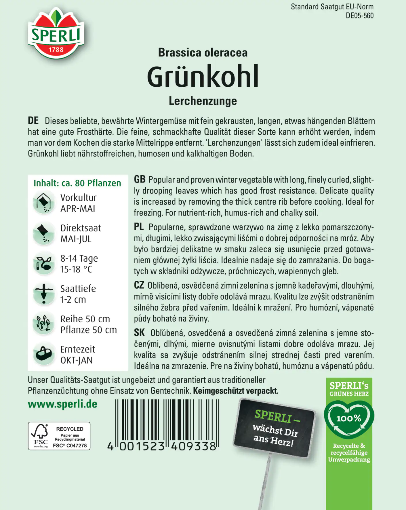 Sperli Grünkohl Lerchenzungen