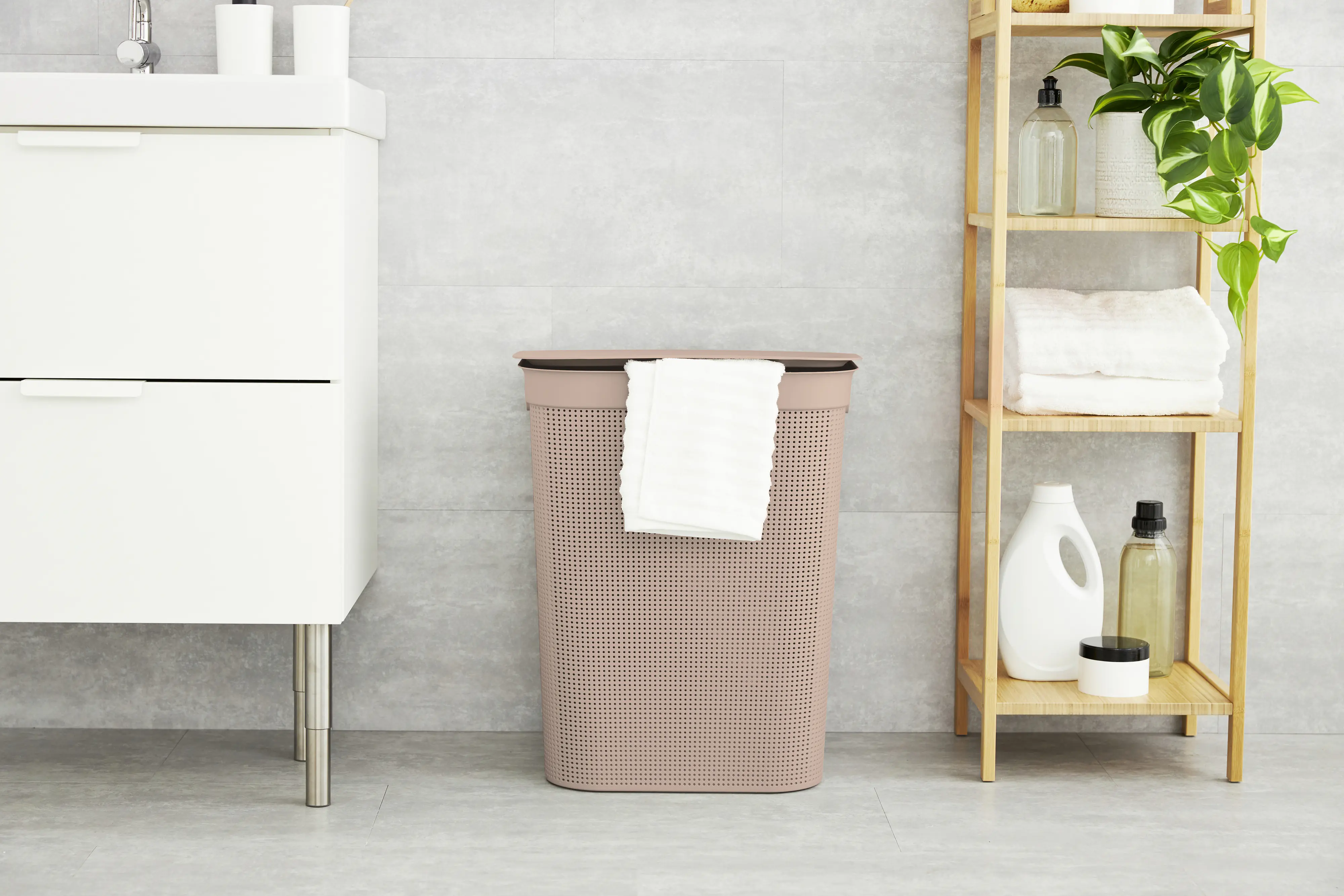 Rotho Wäschesammler Brisen, 50 l meadow rose