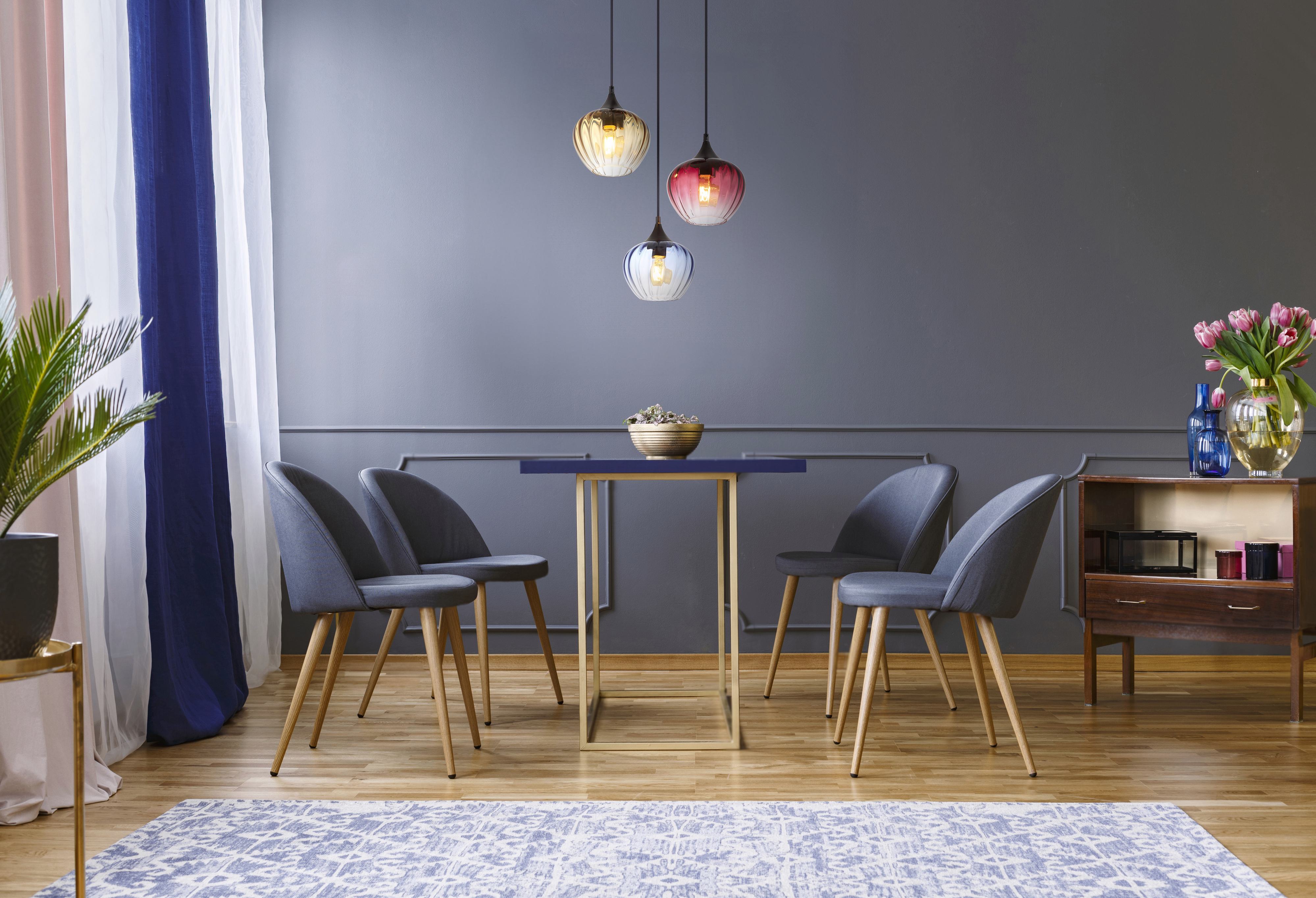 Globo Hängeleuchte Sander Ø 45 x 150 cm bunt matt