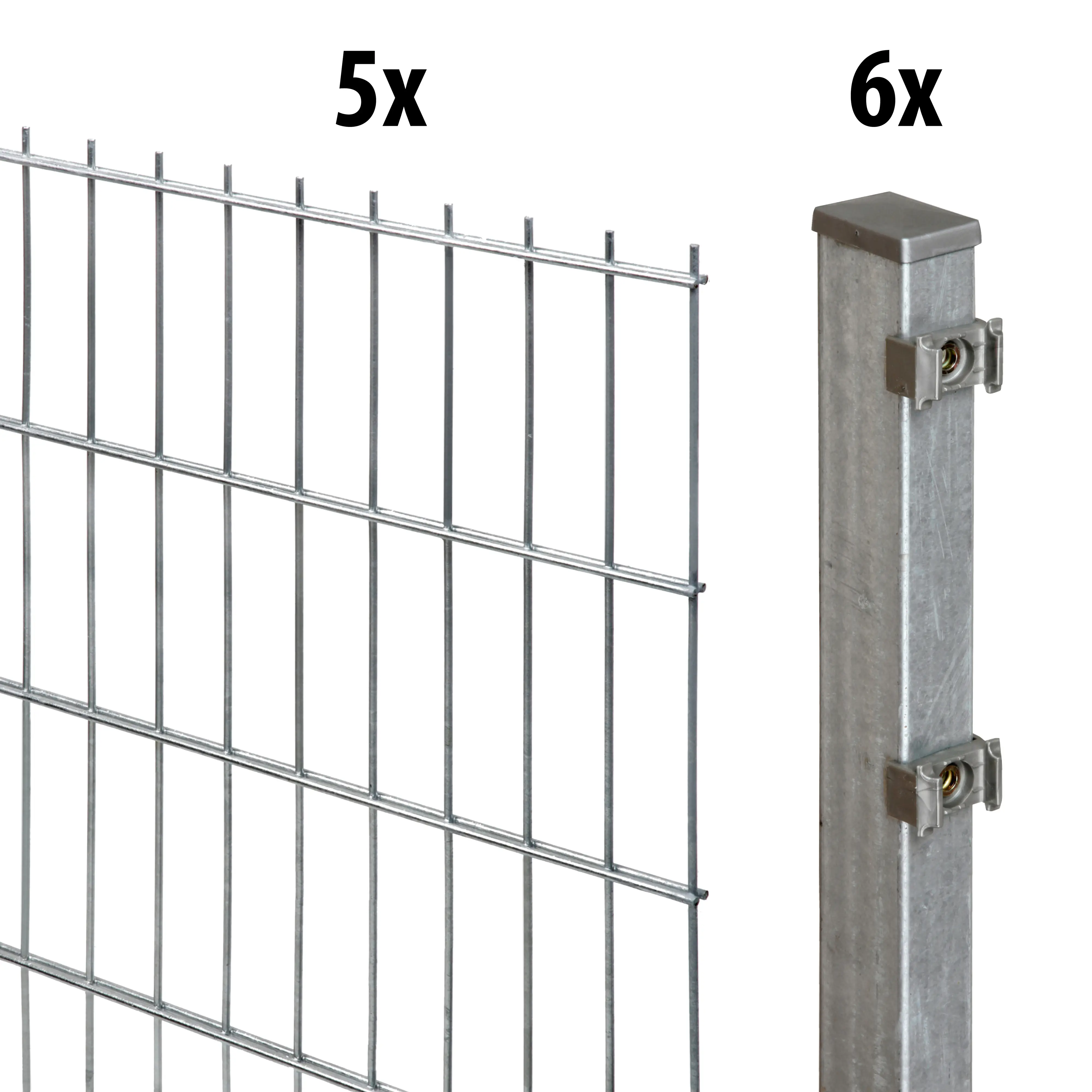 Floraworld Doppelstabmatten-Zaun Set Comfort 10 m 201 x 83 cm inkl. 6 Pfosten 125 cm feuerverzinkt