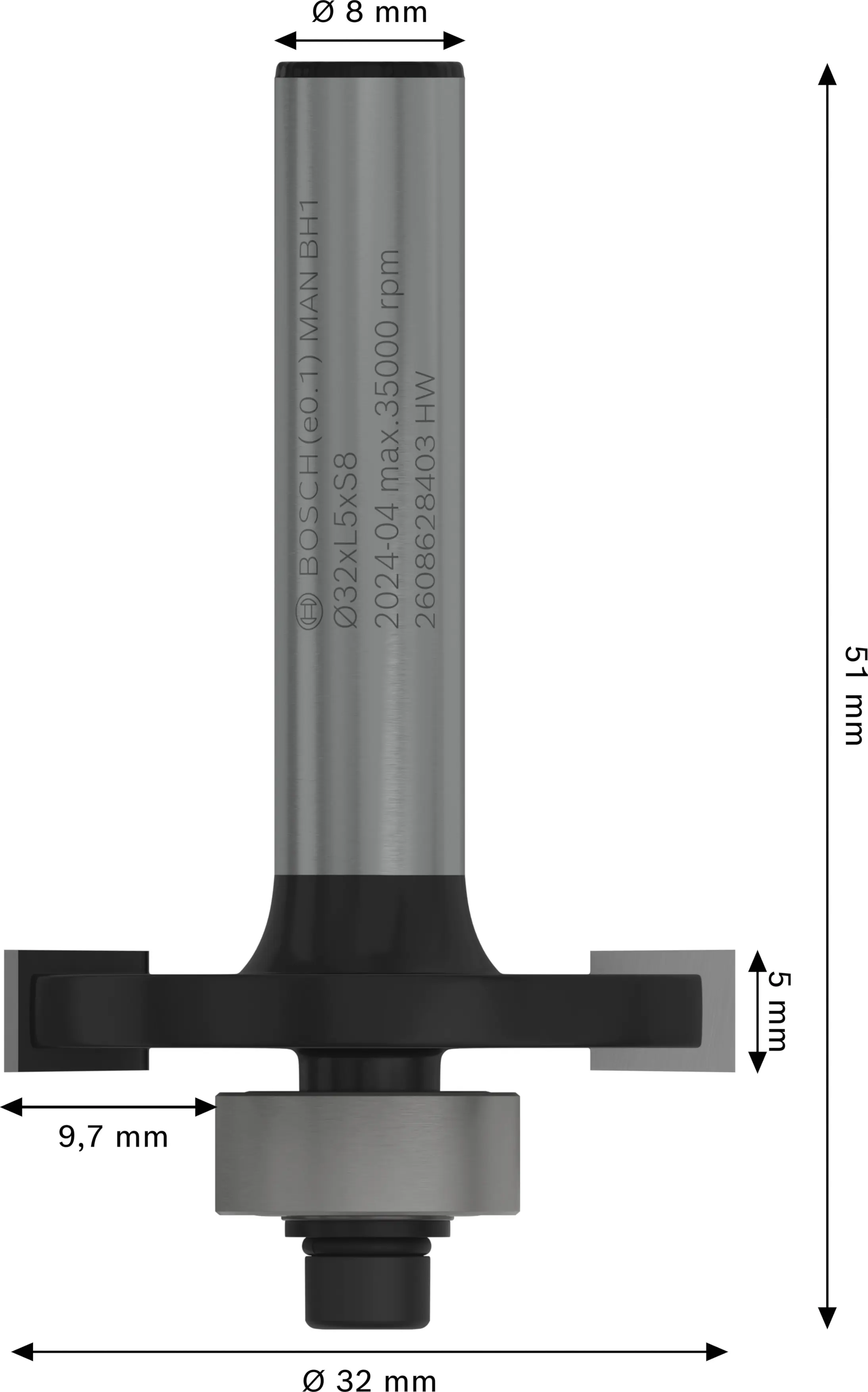 Bosch Scheibennutfräser 8 mm D1 32 mm L 5 mm G 51 mm