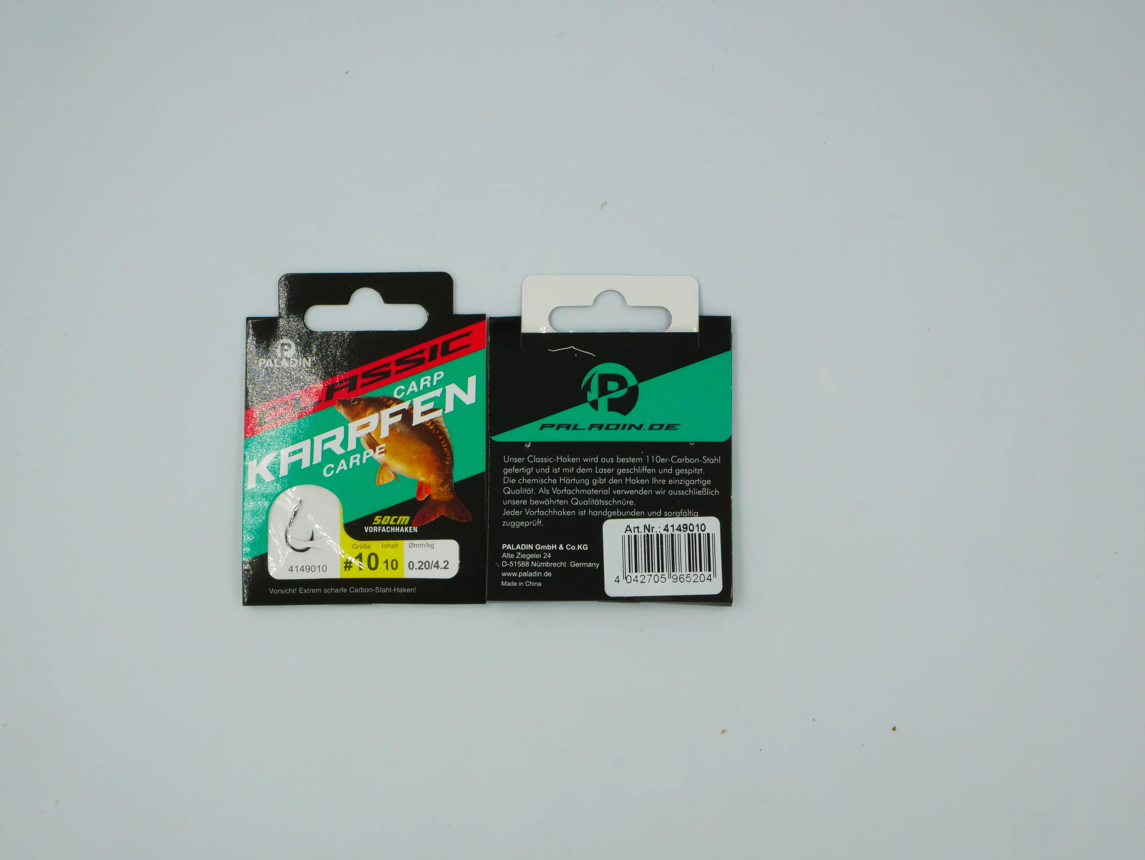 Paladin Karpfenhaken gebunden Größe 10 50 cm 10 Stück schwarz