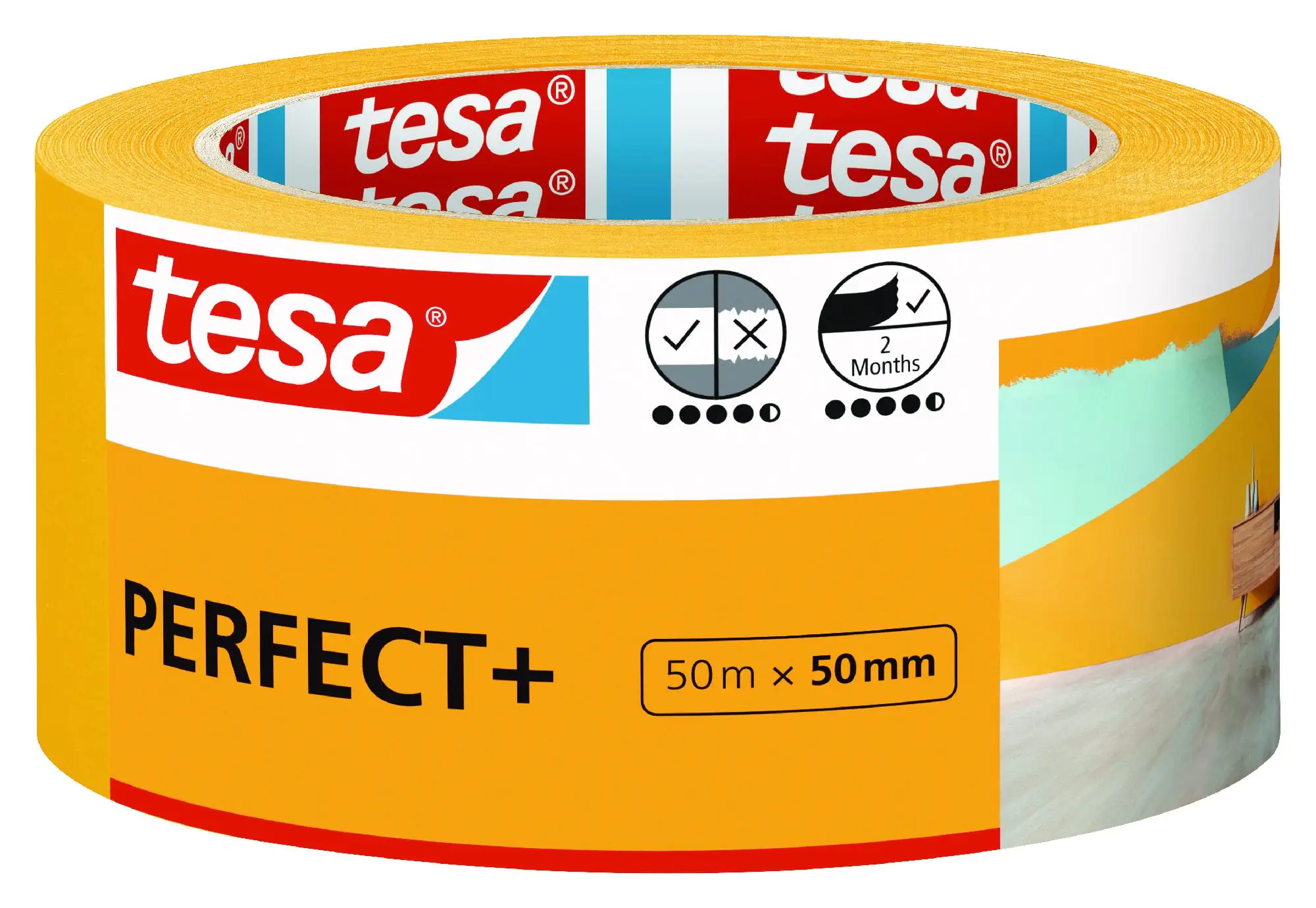 tesa Malerband Perfect+ 50 m x 50 mm, gelb tesa Malerband Perfect+ 50 m x 50 mm, gelb