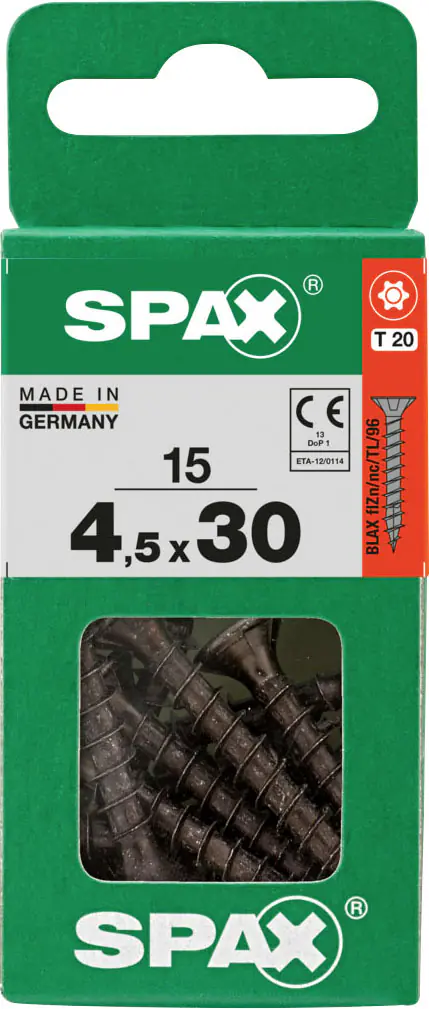 Spax Universalschrauben 4,5 x 30 mm T20 Vollgewinde - 15 Stk. 