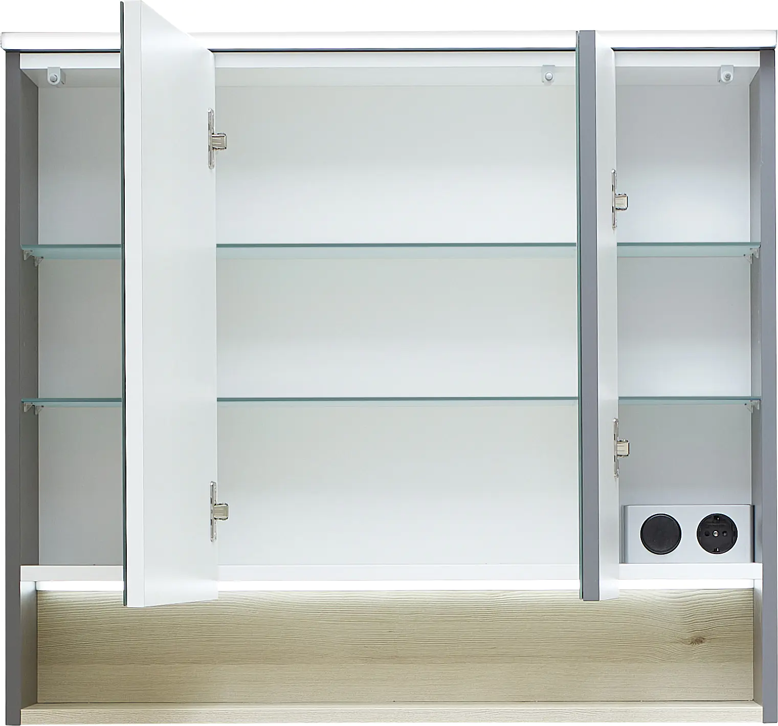 Pelipal Spiegelschrank Quickset 25-II LED-Kranzbeleuchtung Quarzgrau 80 cm