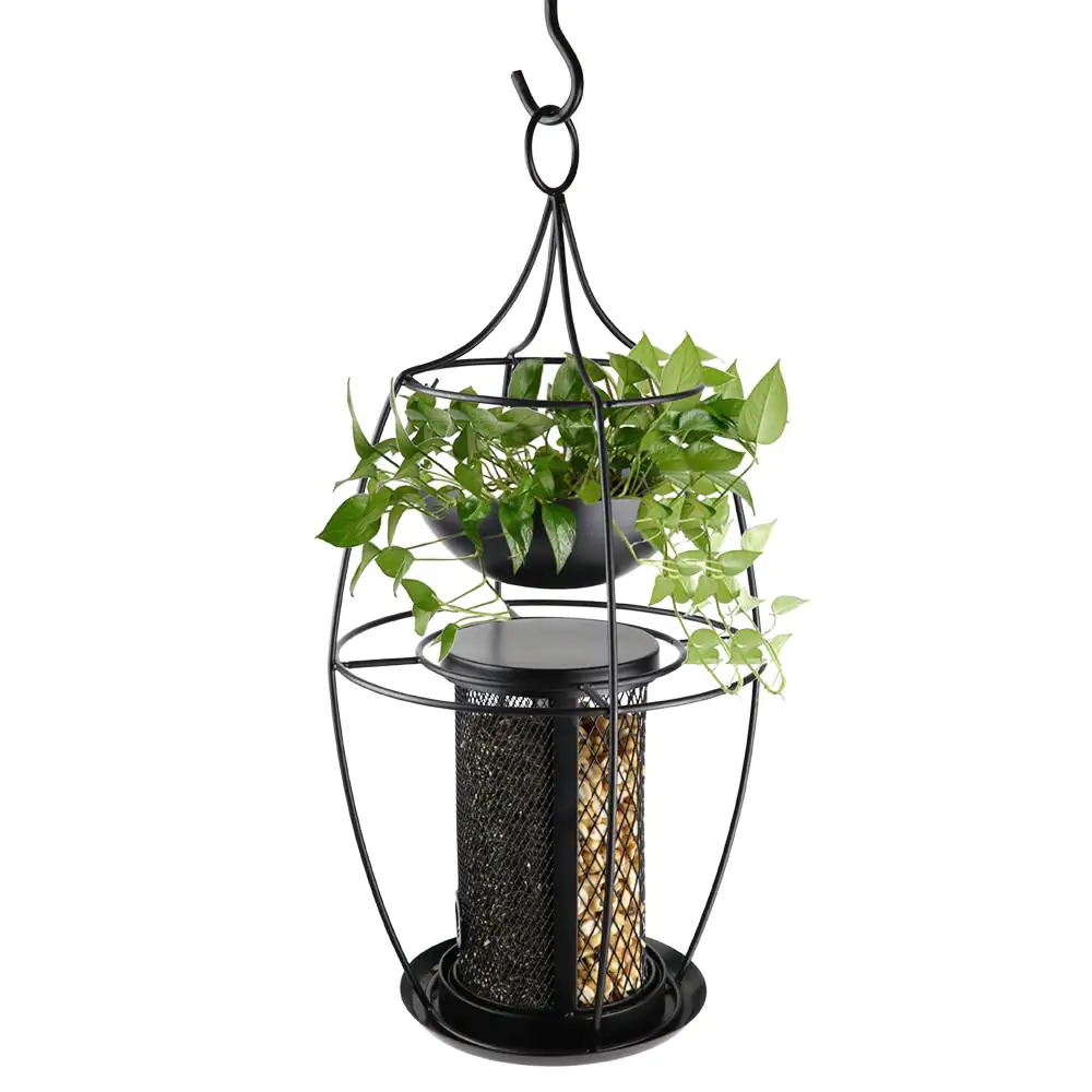 Nobby Futtersäule mit Pflanzschale Ø 21,5 x 49 cm, 2 x ca. 800 ml, schwarz